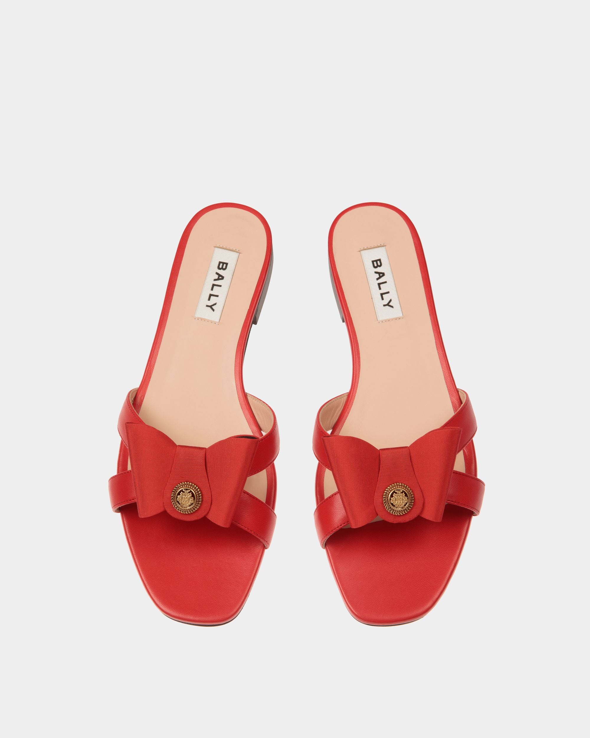 Flache B-Bow Sandalen Aus Leder In Rot - Damen - Bally - 04