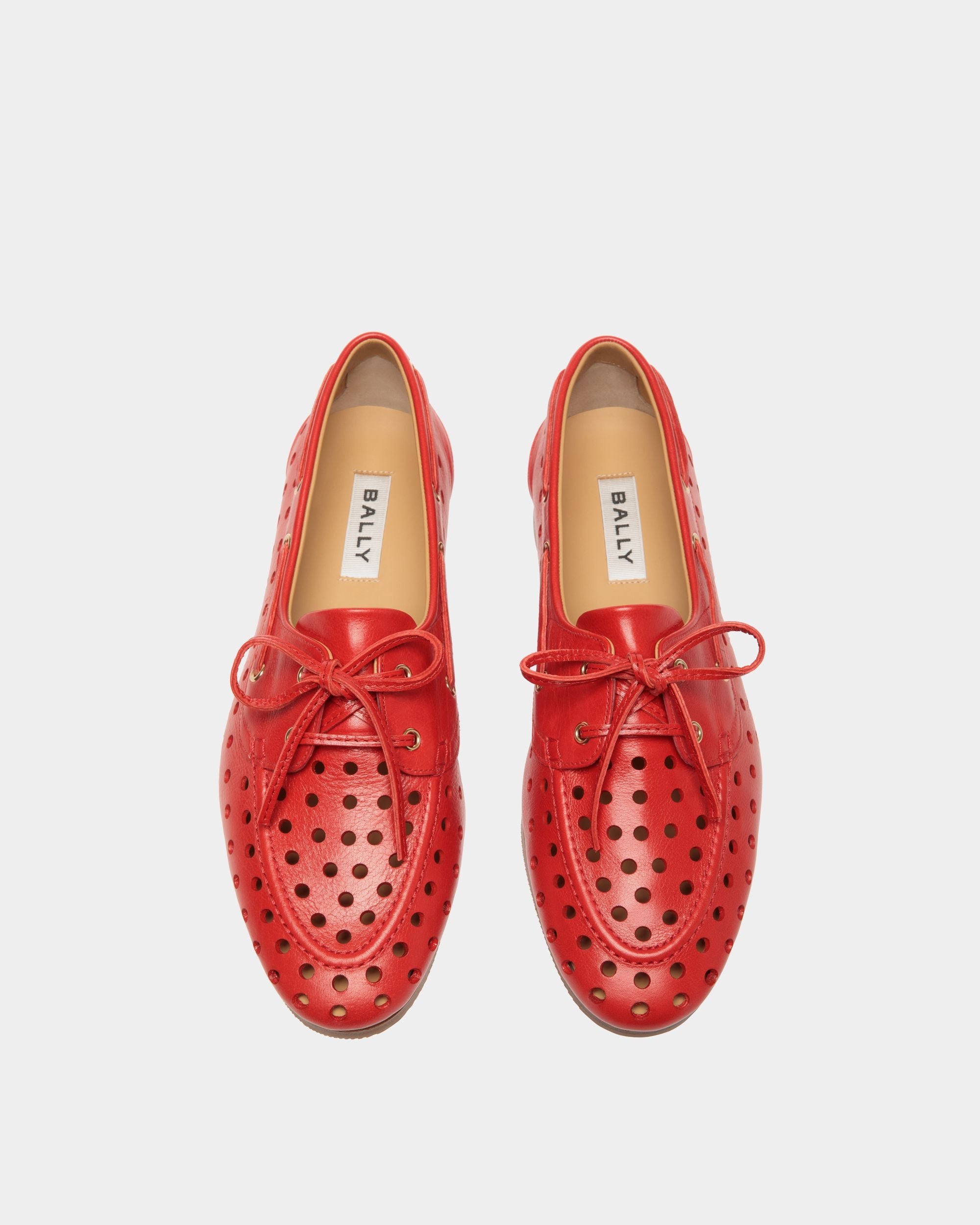 Plume Mokassin Aus Rotem Leder - Damen - Bally - 03