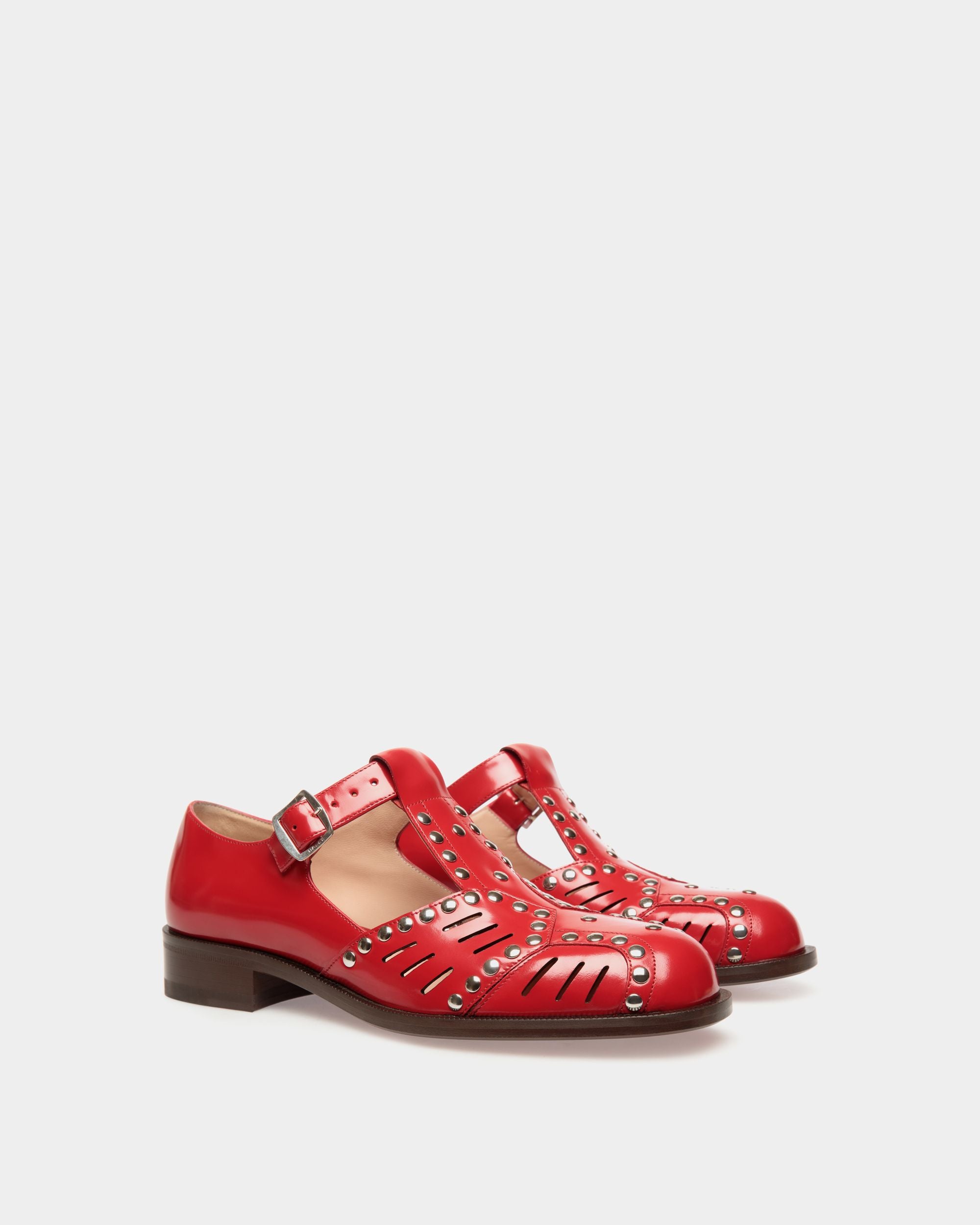 Flache Spiegel Sandale Aus Leder In Rot - Damen - Bally - 01