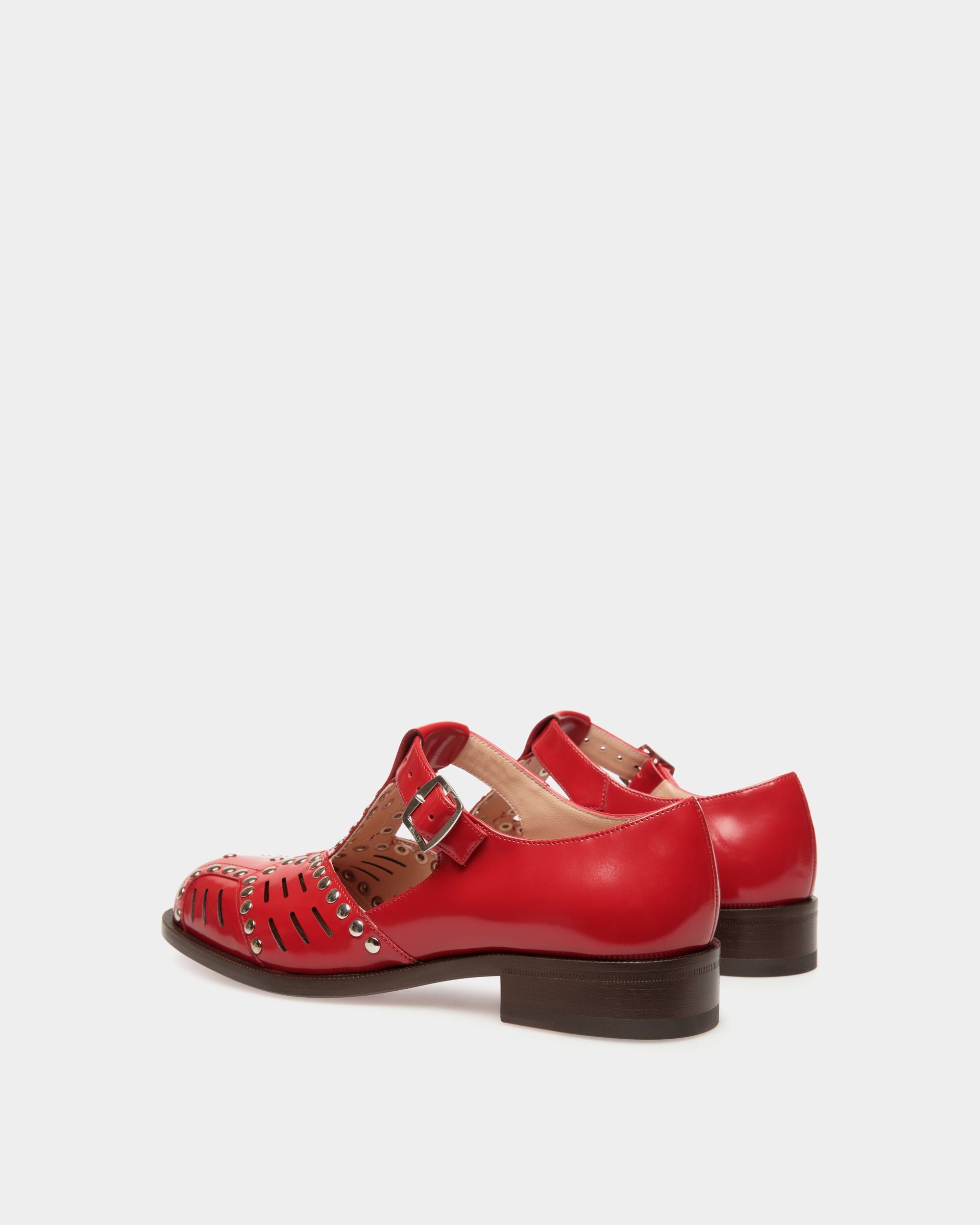 Flache Spiegel Sandale Aus Leder In Rot - Damen - Bally - 02