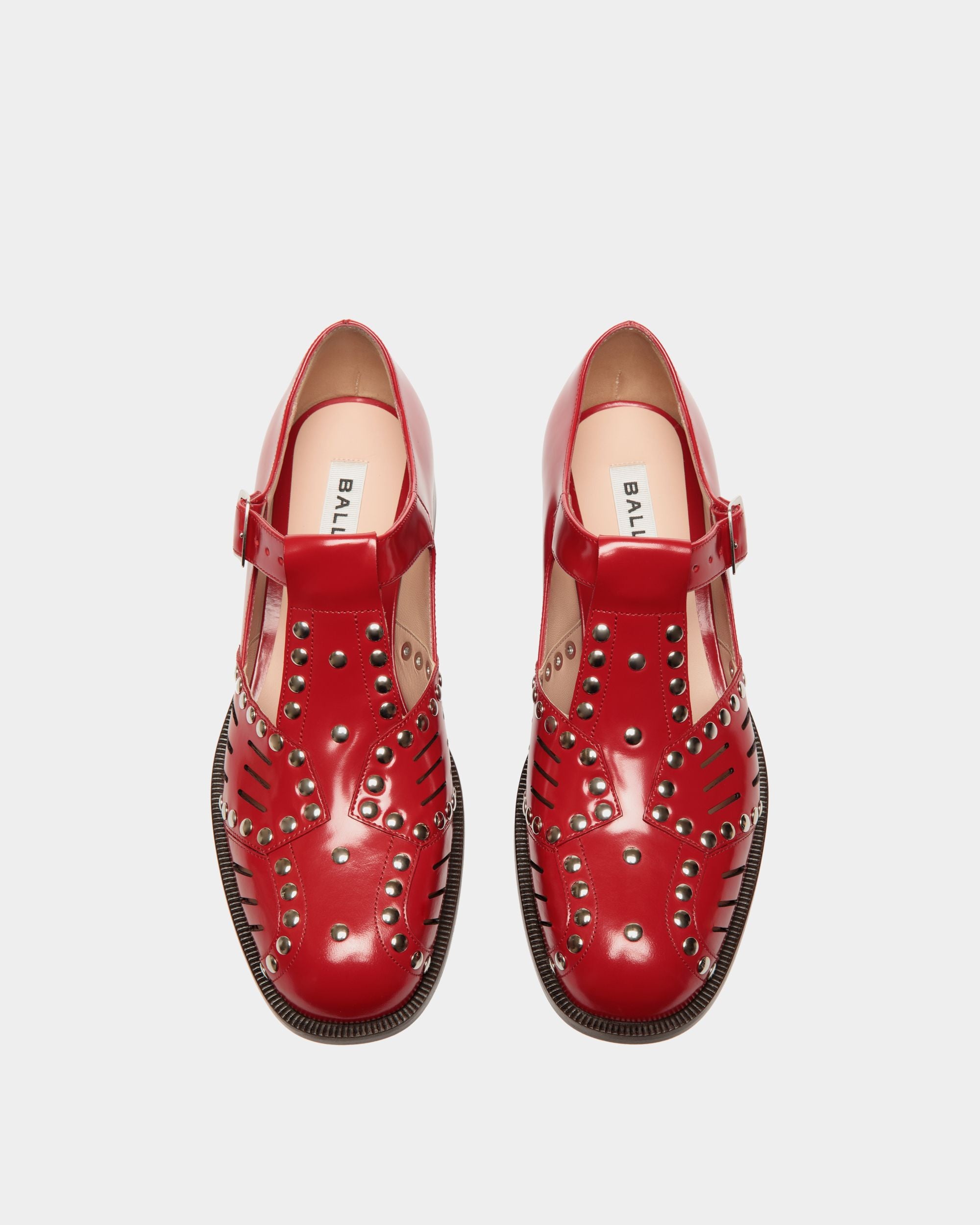 Flache Spiegel Sandale Aus Leder In Rot - Damen - Bally - 03