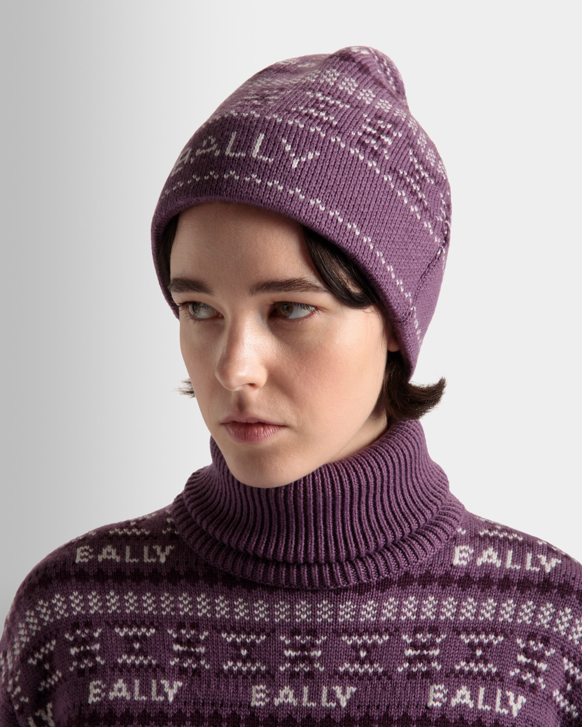Beanie-Mütze Aus Wolle In Lila - Damen - Bally - 02
