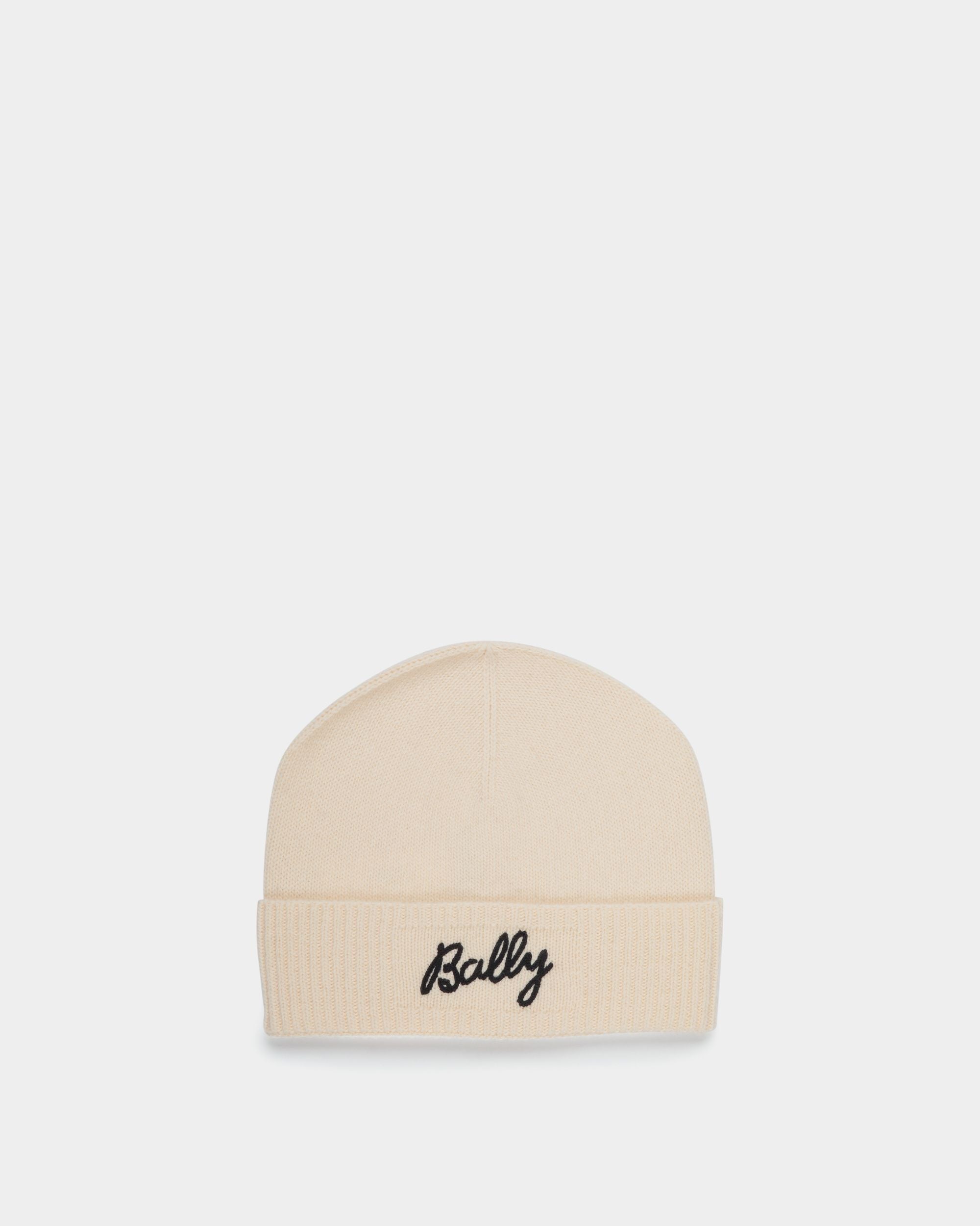 Beanie Aus Elfenbeinfarbener Wolle Mit Logo - Damen - Bally - 01