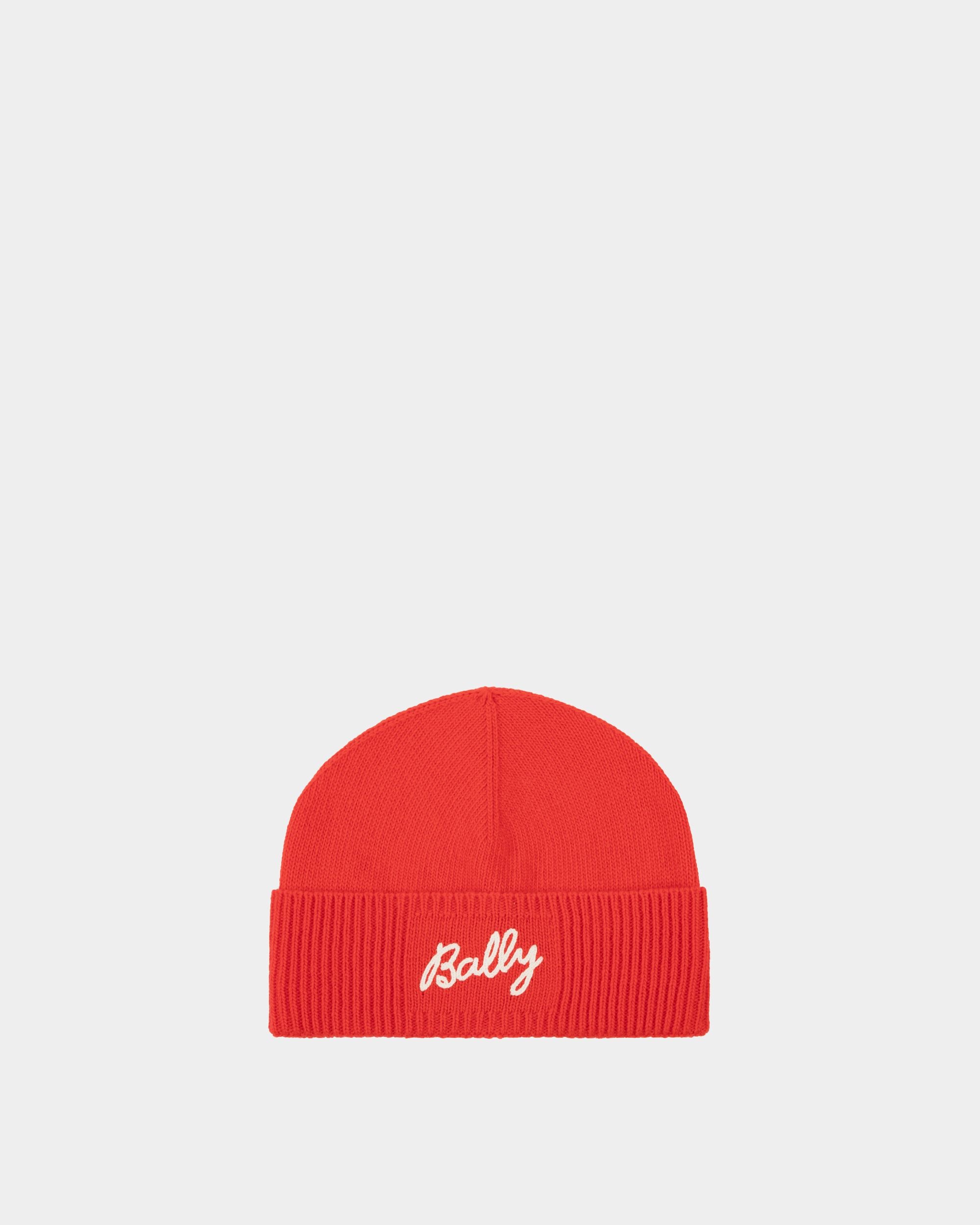 Beanie Aus Wolle In Candy Red Mit Logo - Damen - Bally - 01
