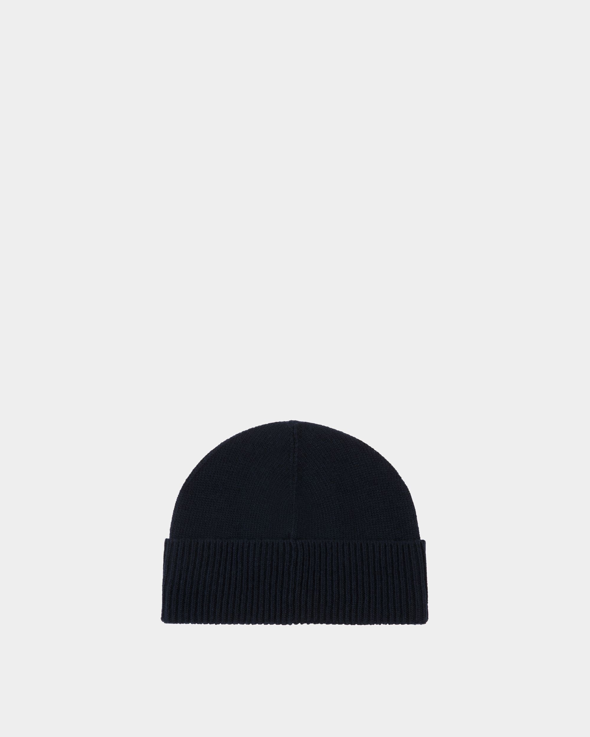 Beanie Aus Wolle In Navy Blue Mit Logo - Damen - Bally - 03