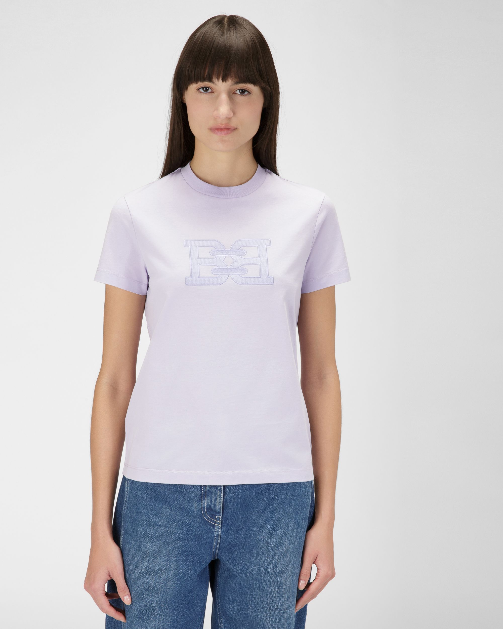 T-Shirt Aus Fliederfarbener Bio-Baumwolle - Damen - Bally - 01