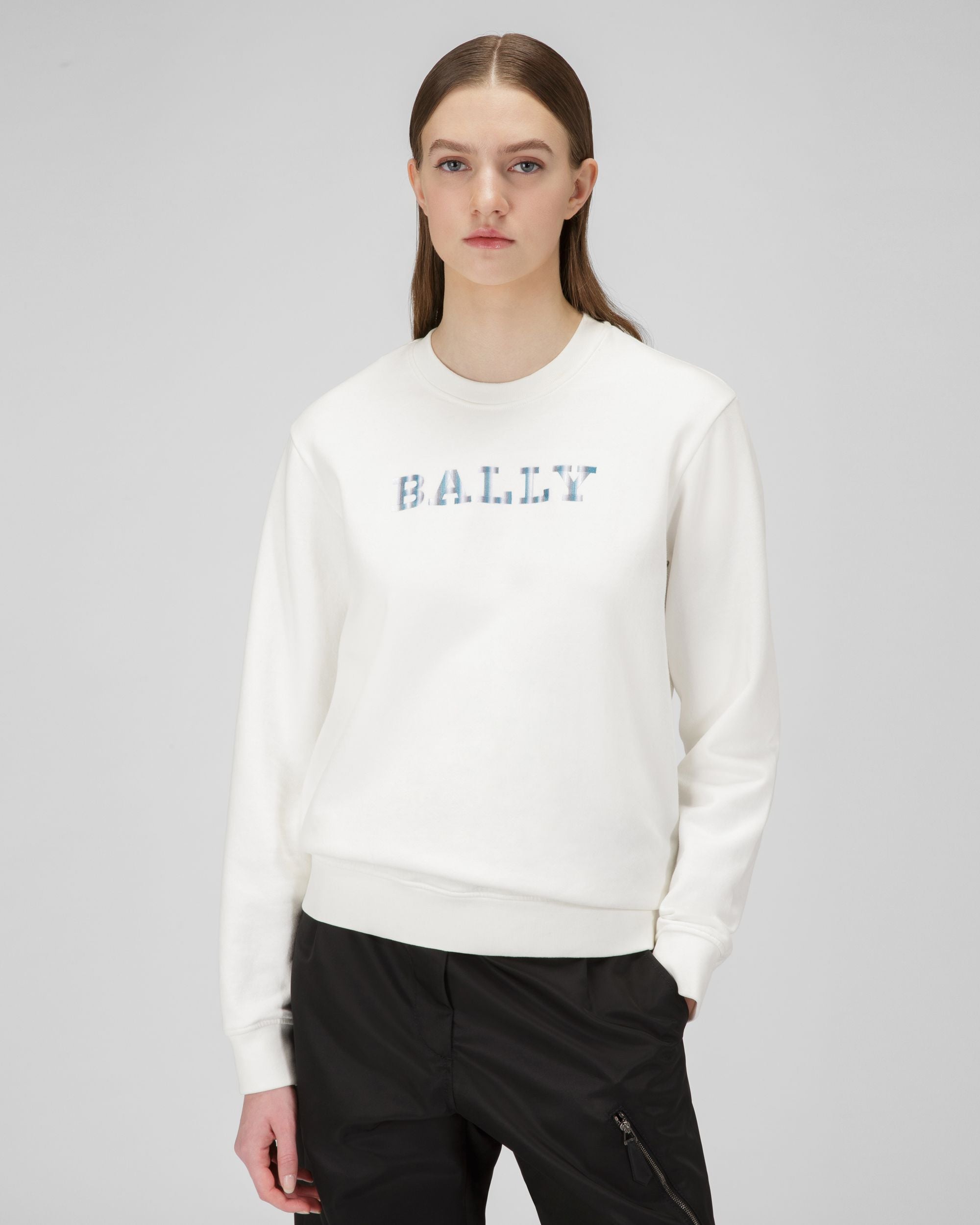 Sweatshirt Aus Elfenbeinfarbenem Bio-Baumwoll-Mischgewebe - Damen - Bally - 01