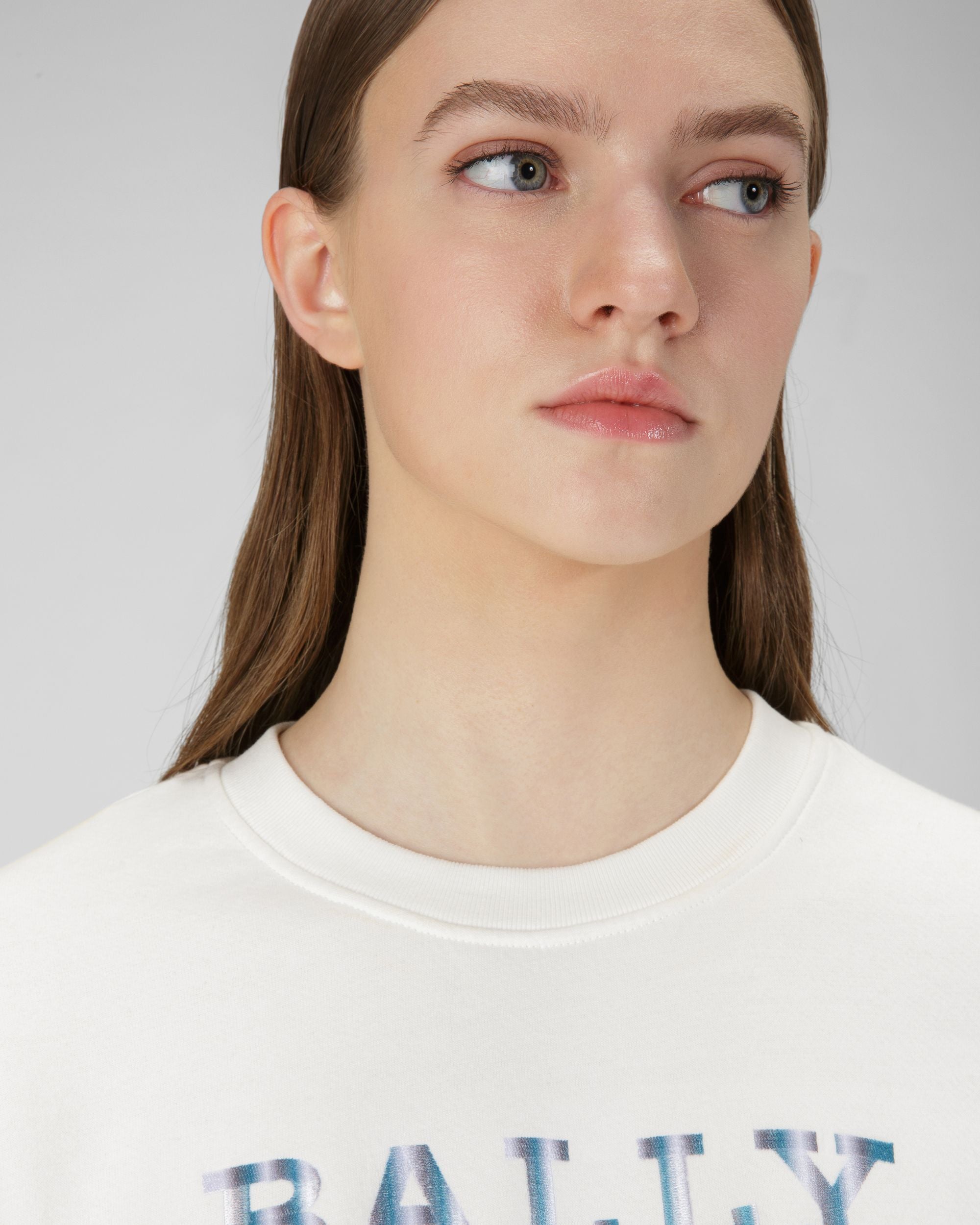Sweatshirt Aus Elfenbeinfarbenem Bio-Baumwoll-Mischgewebe - Damen - Bally - 02