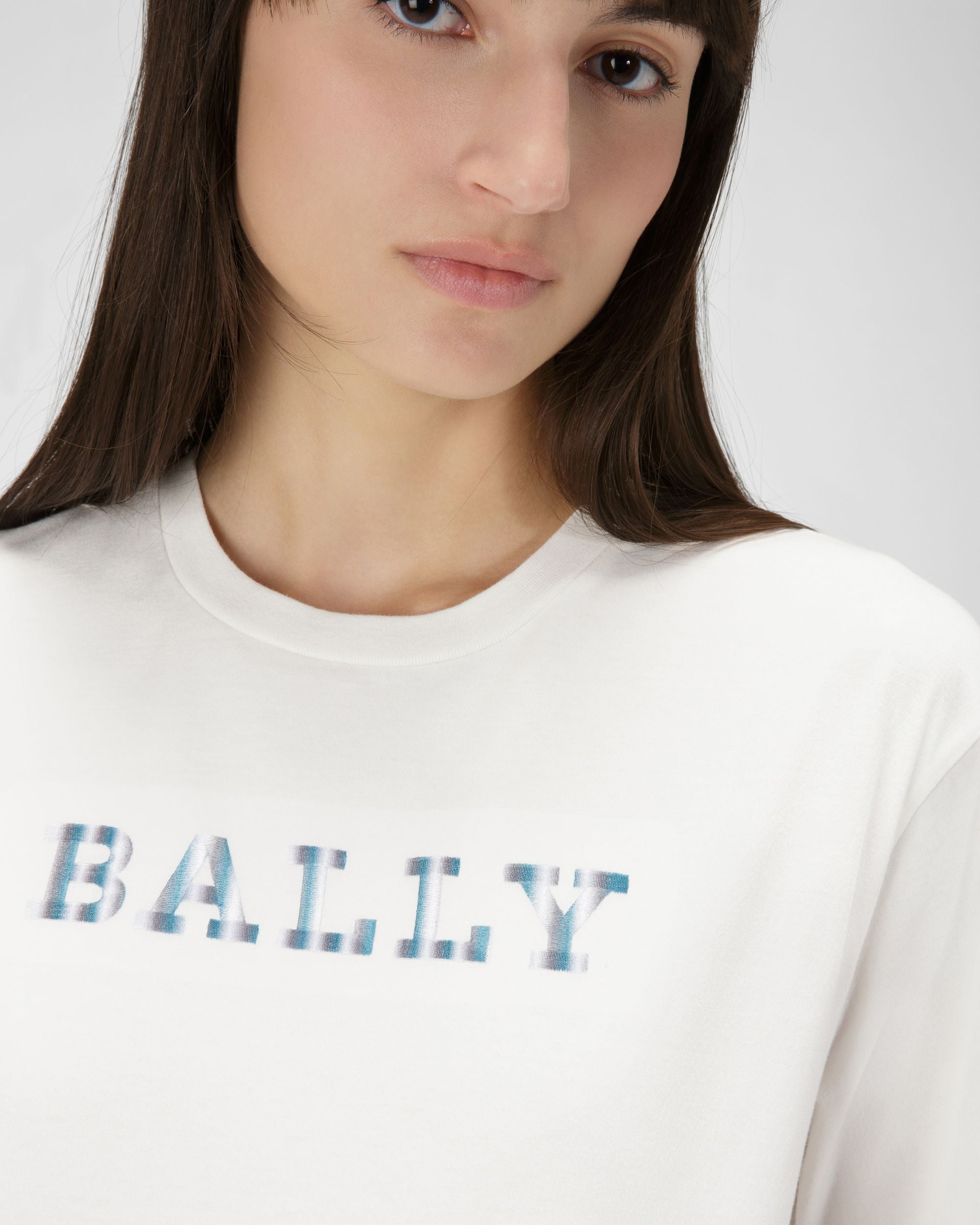 T-Shirt Aus Elfenbeinfarbener Bio-Baumwolle - Damen - Bally - 02