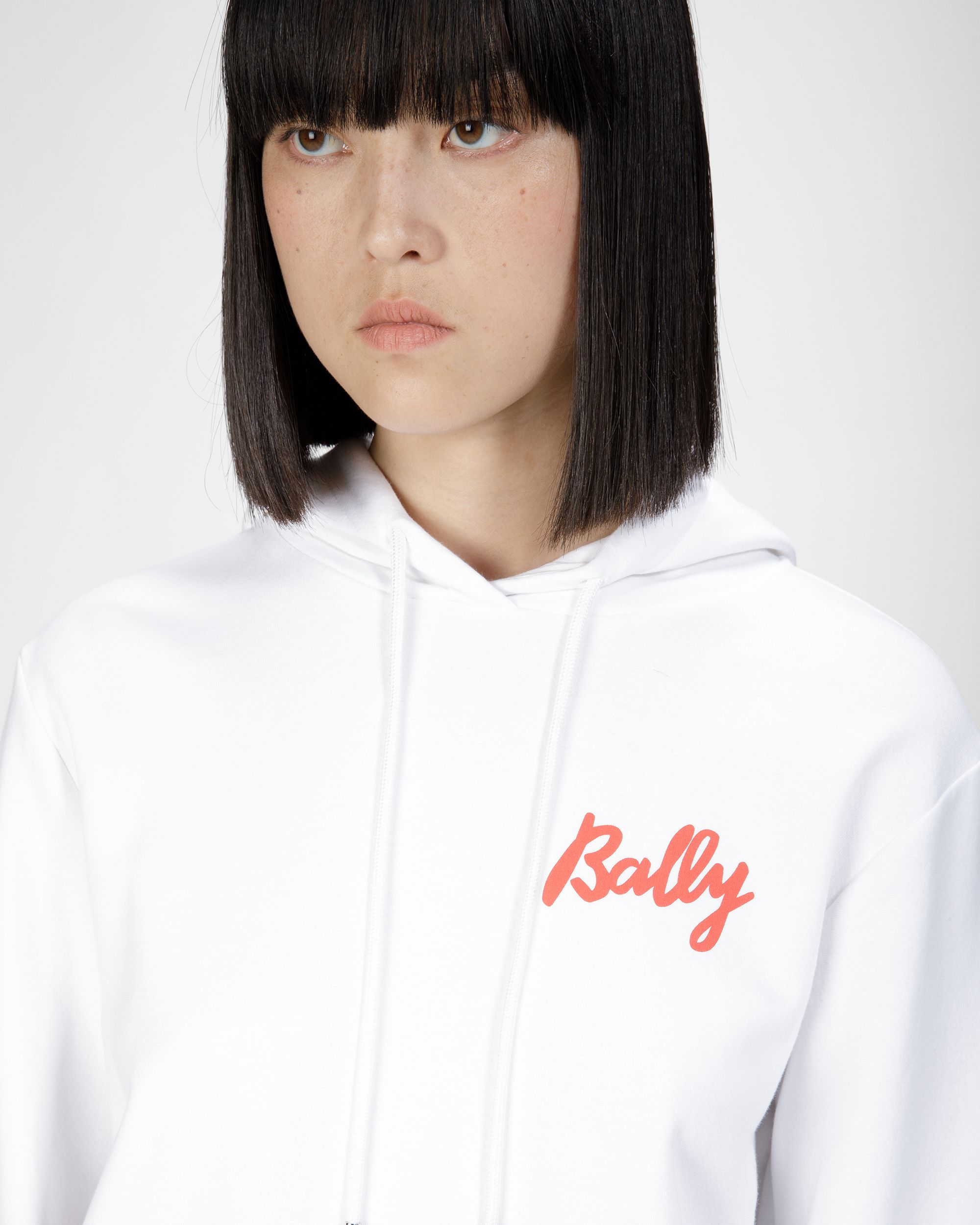Fleece-Sweatshirt Aus Baumwollmischung In Weiß Und Orange - Damen - Bally - 04