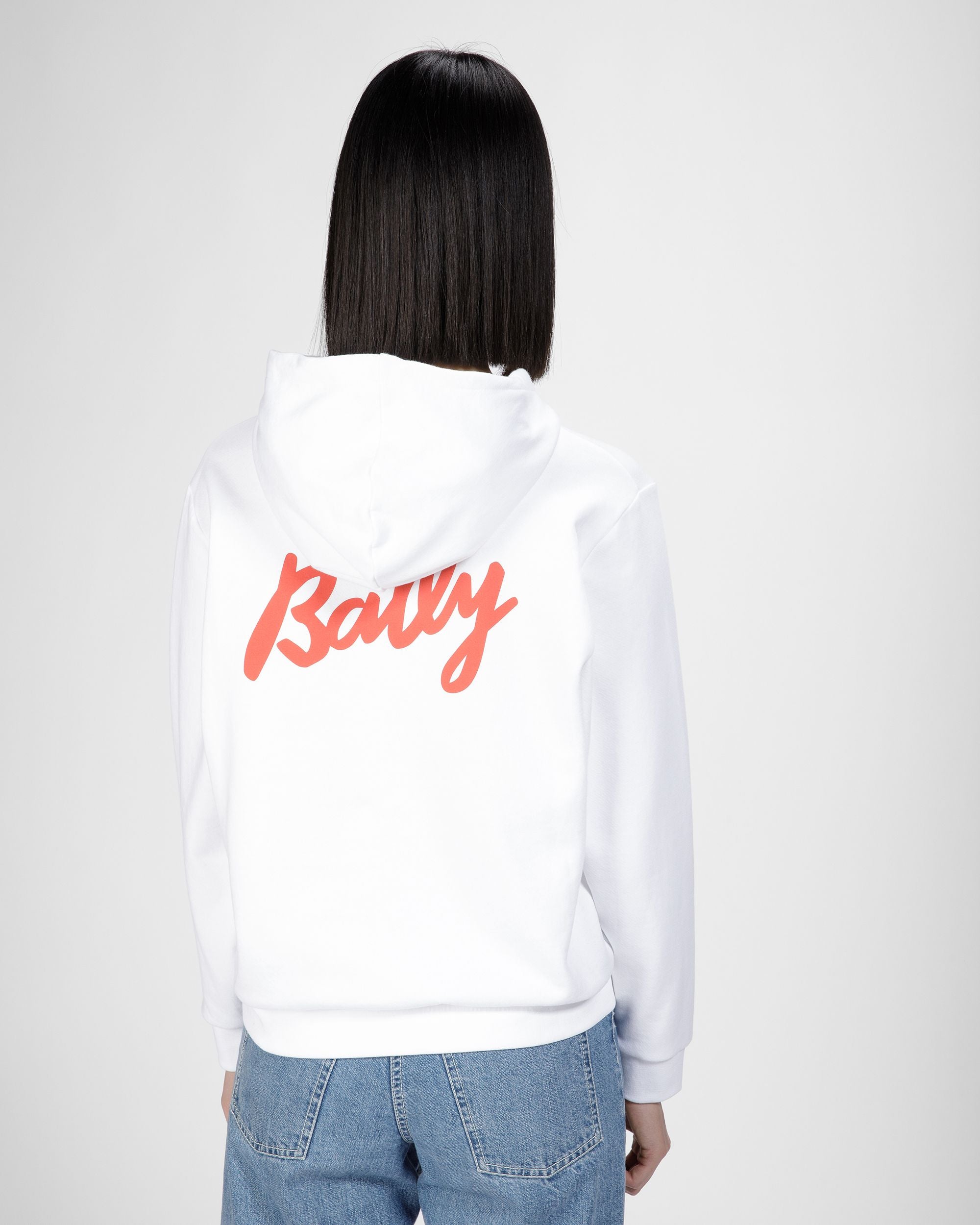 Fleece-Sweatshirt Aus Baumwollmischung In Weiß Und Orange - Damen - Bally - 05