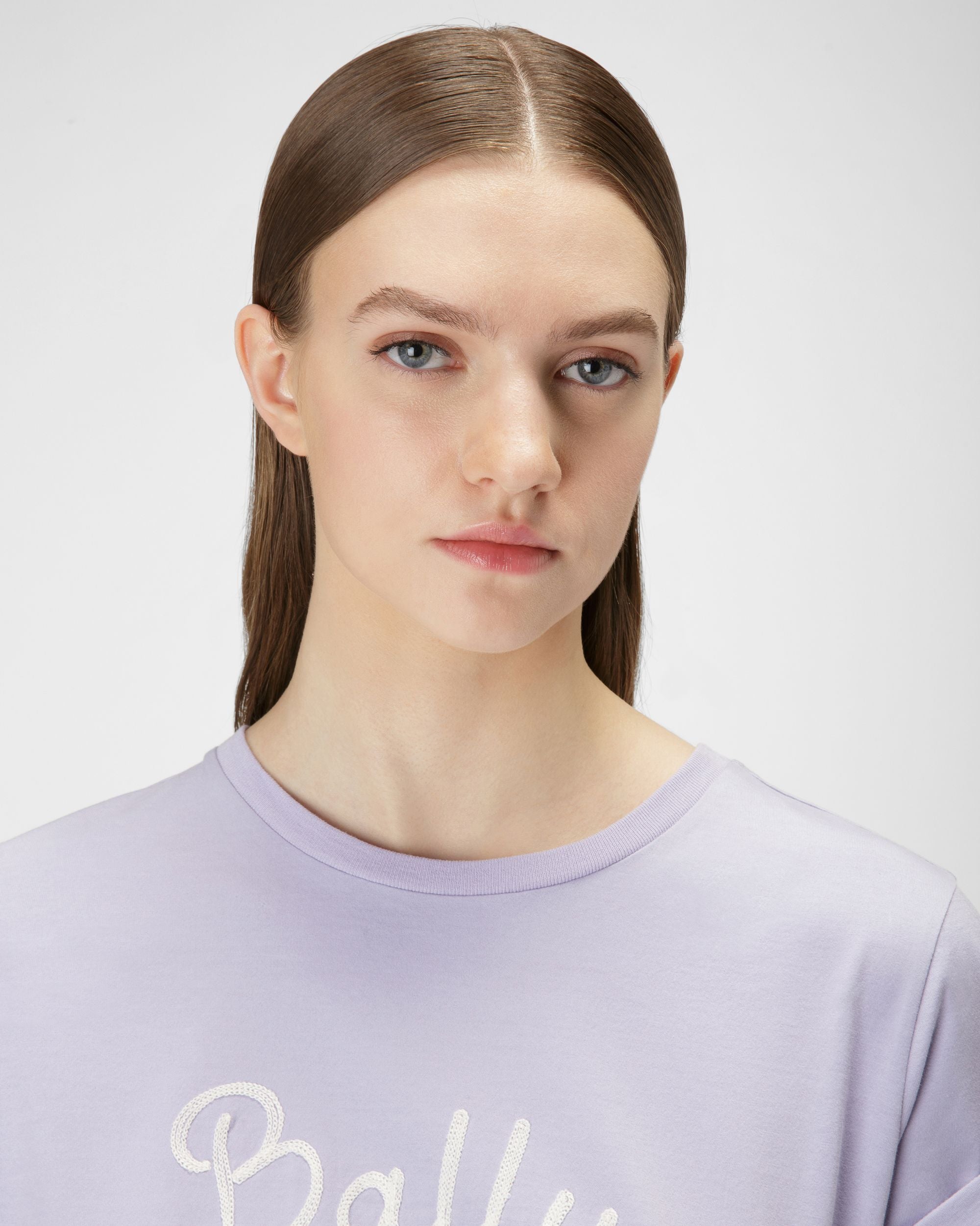 T-Shirt Aus Fliederfarbener Baumwolle - Damen - Bally - 02