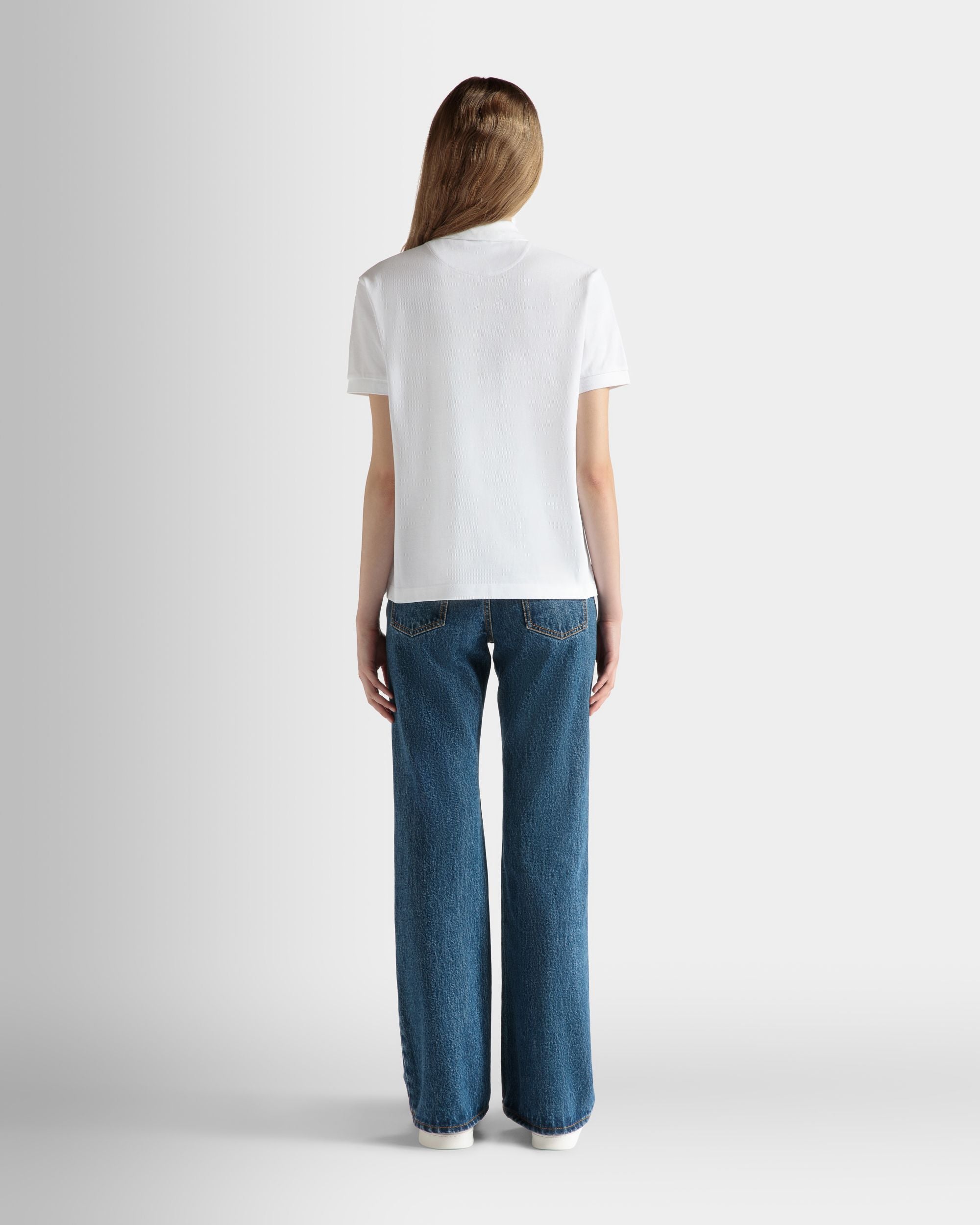 Kurzärmeliges Poloshirt Aus Baumwolle In Weiß - Damen - Bally - 06