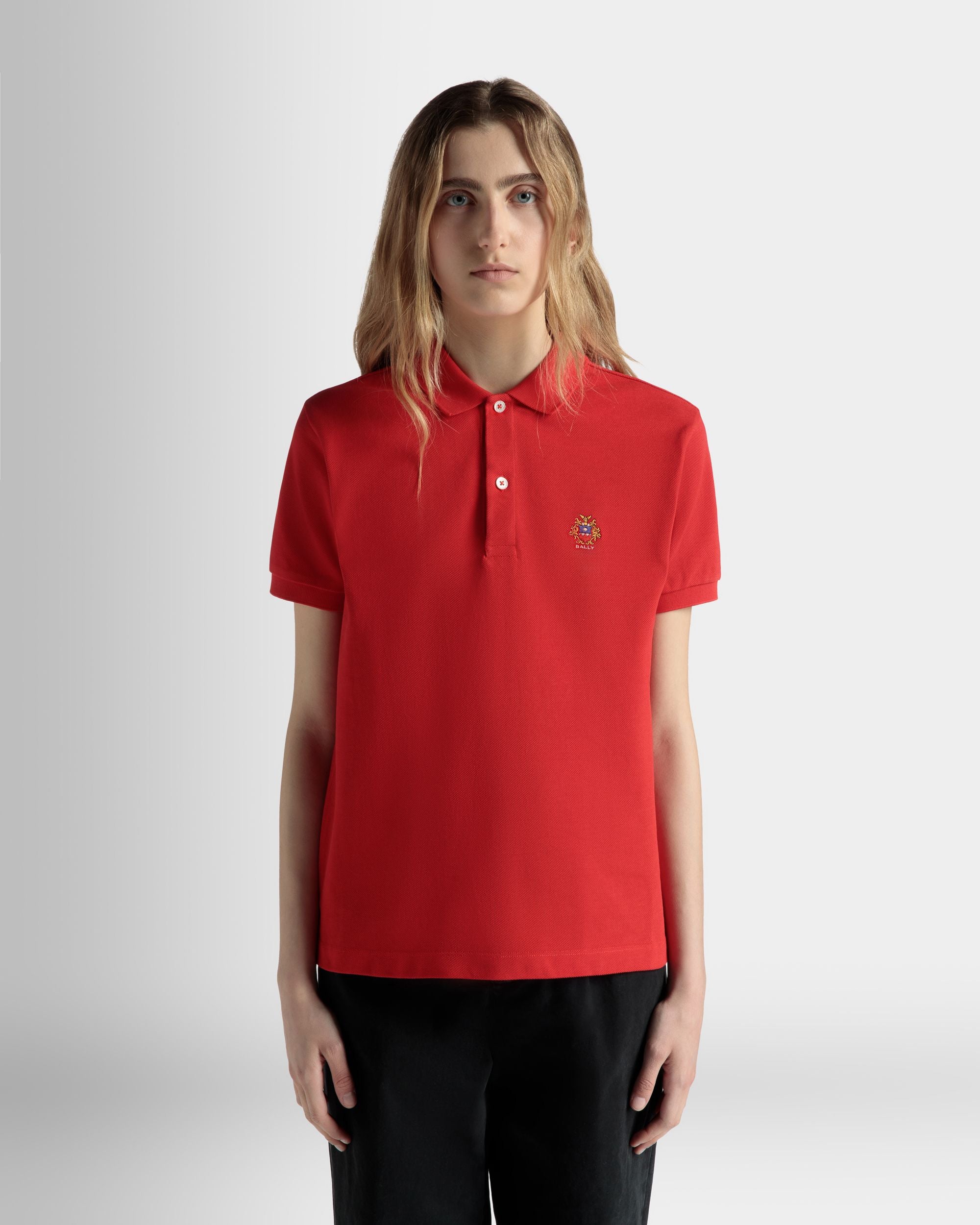 Kurzärmeliges Poloshirt Aus Baumwolle In Rot - Damen - Bally - 03