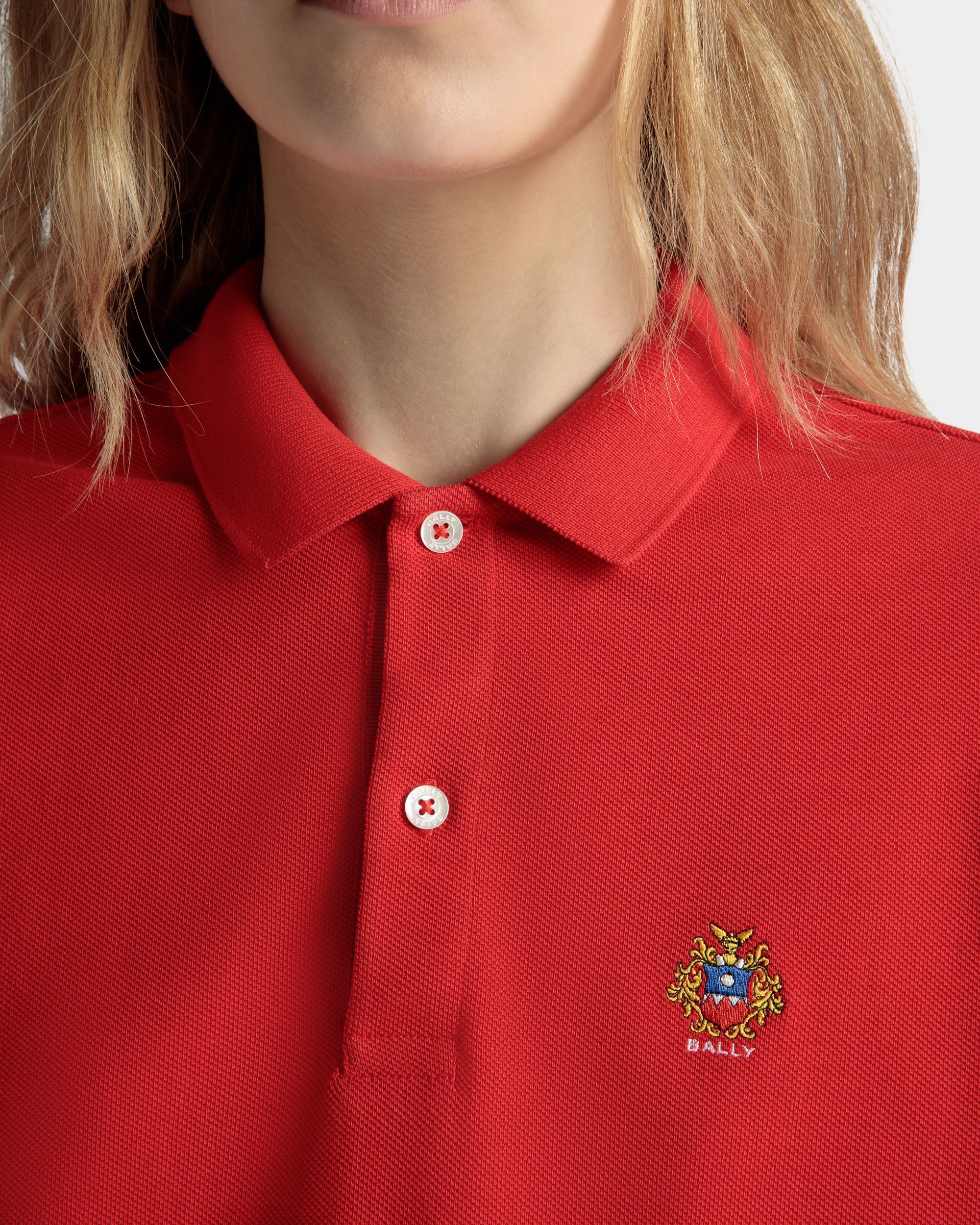Kurzärmeliges Poloshirt Aus Baumwolle In Rot - Damen - Bally - 04