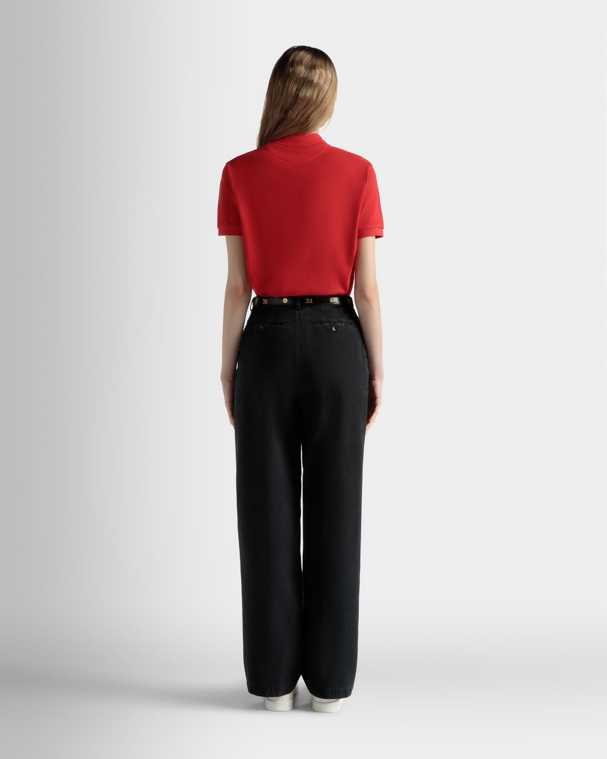 Kurzärmeliges Poloshirt Aus Baumwolle In Rot - Damen - Bally - 06