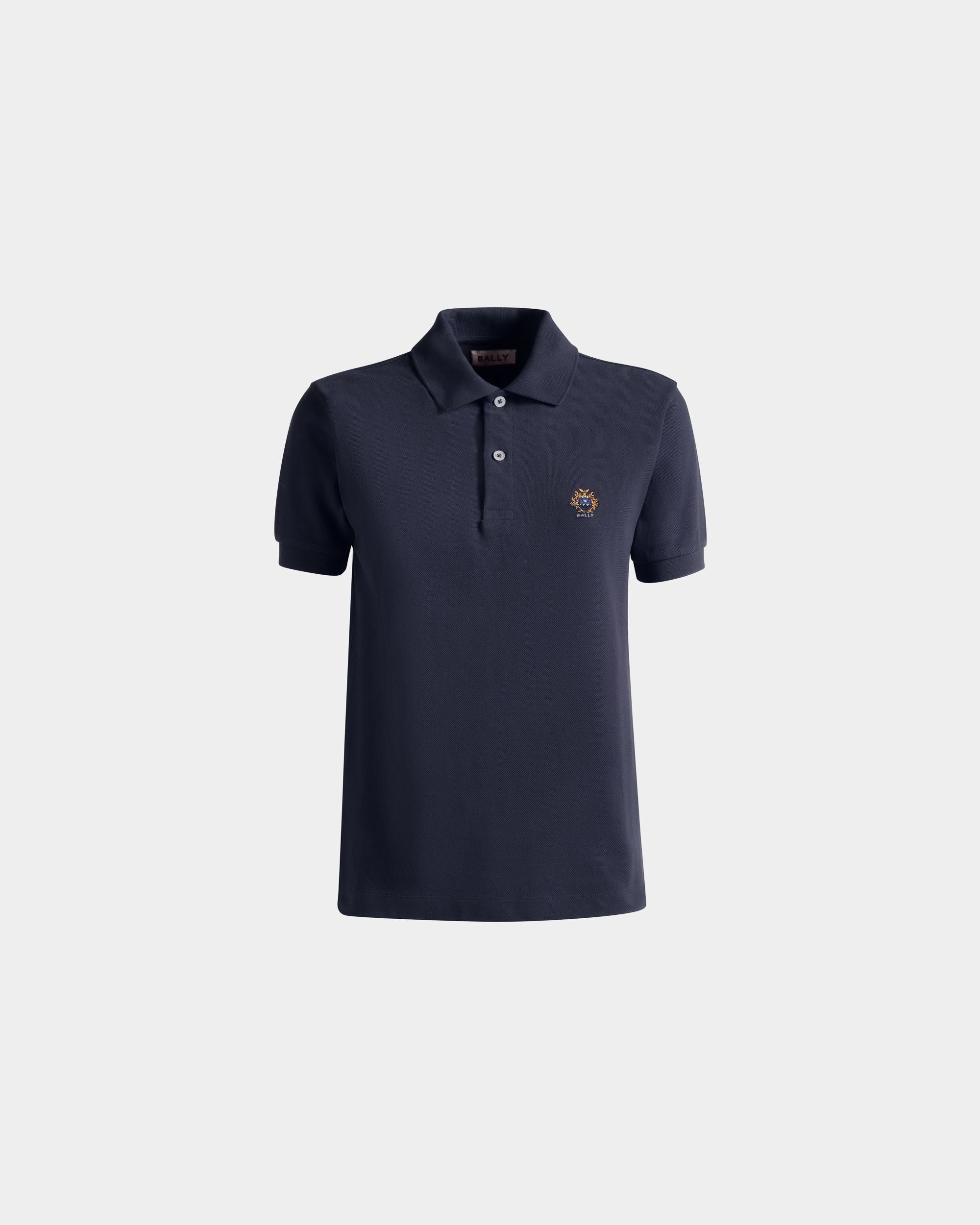 Kurzärmeliges Poloshirt Aus Baumwolle In Navy Blue - Damen - Bally - 01