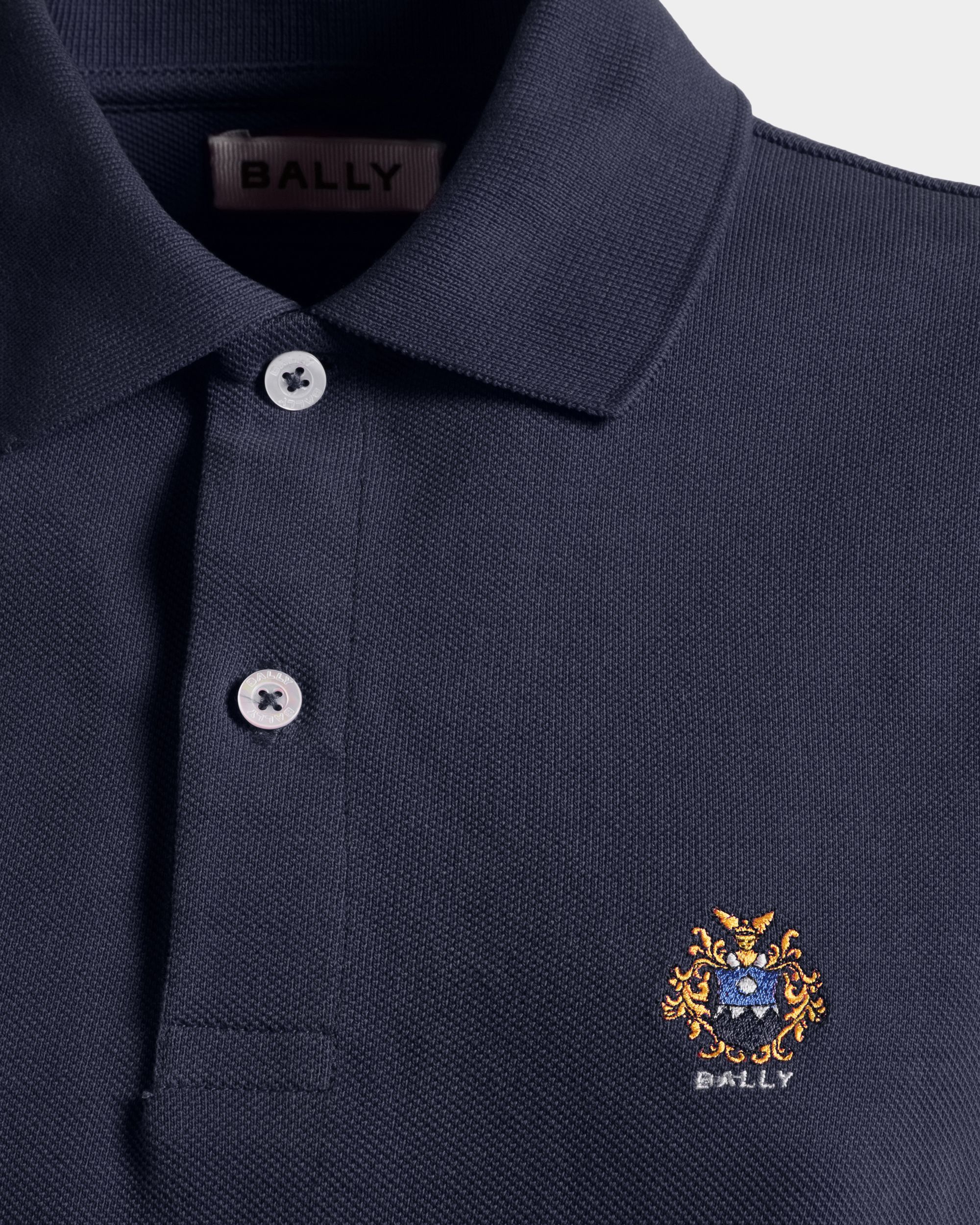 Kurzärmeliges Poloshirt Aus Baumwolle In Navy Blue - Damen - Bally - 02