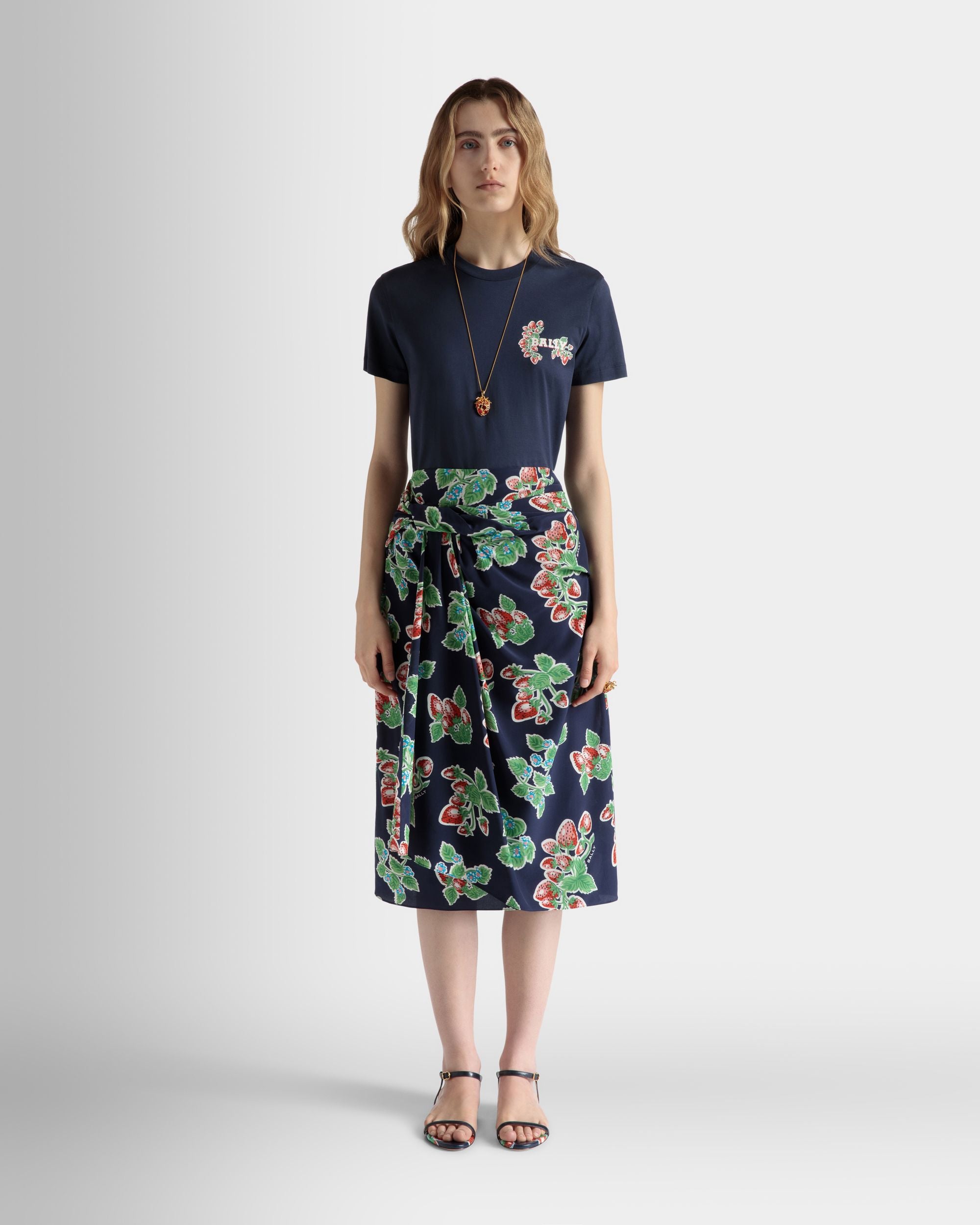 Bedrucktes T-Shirt Aus Baumwolle In Strawberry - Damen - Bally - 02