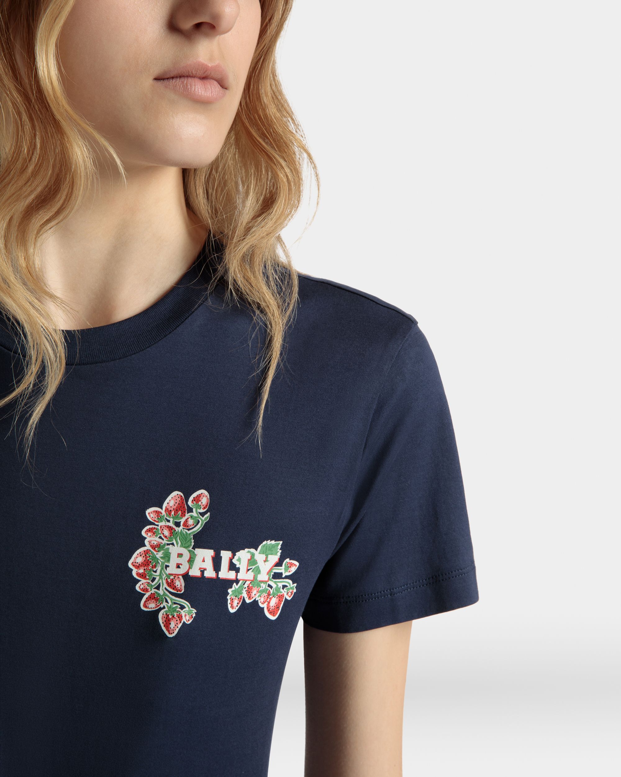Bedrucktes T-Shirt Aus Baumwolle In Strawberry - Damen - Bally - 04