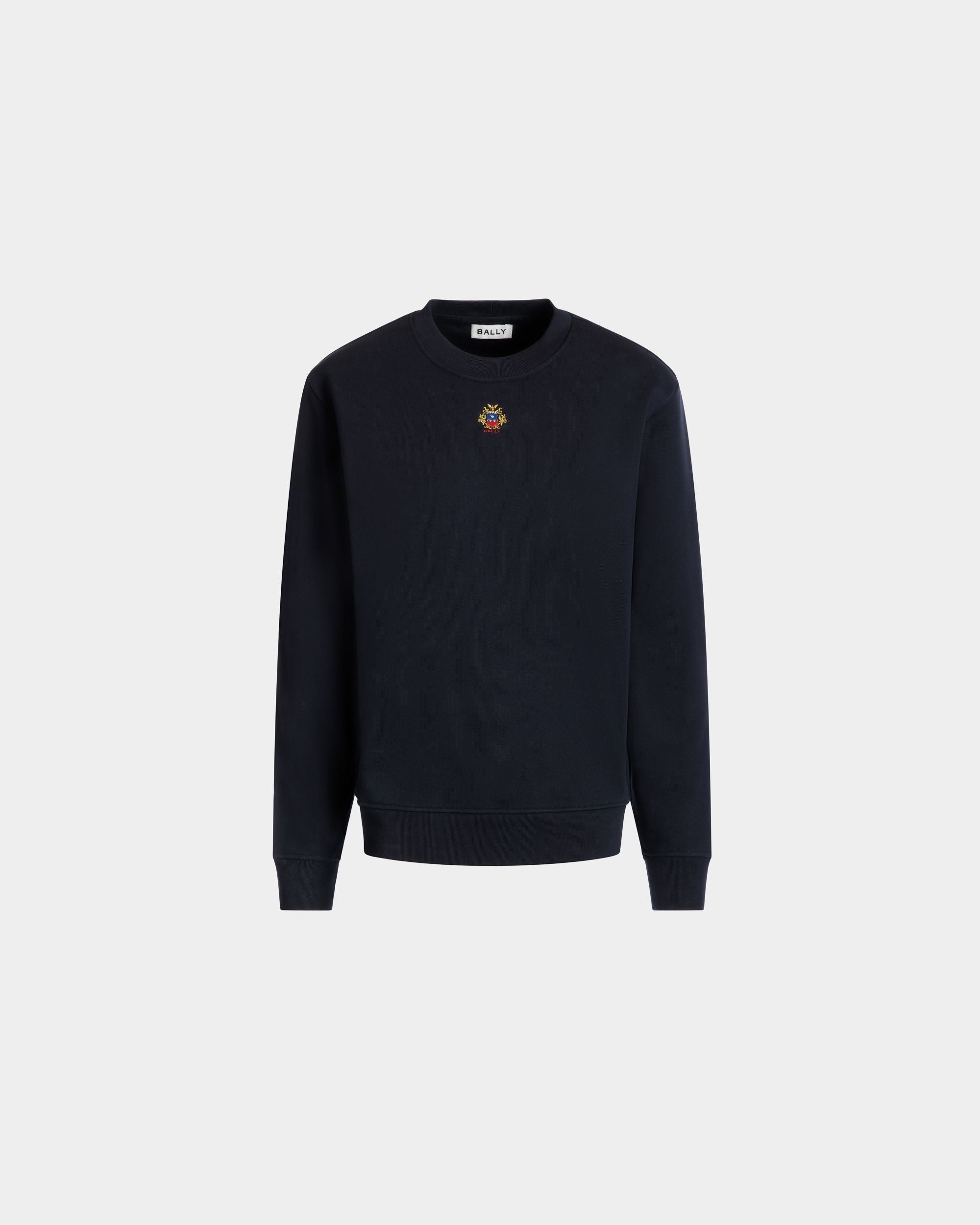 Rundhalspullover Aus Baumwolle In Navy Blue Mit Bally Crest Logo - Damen - Bally - 01