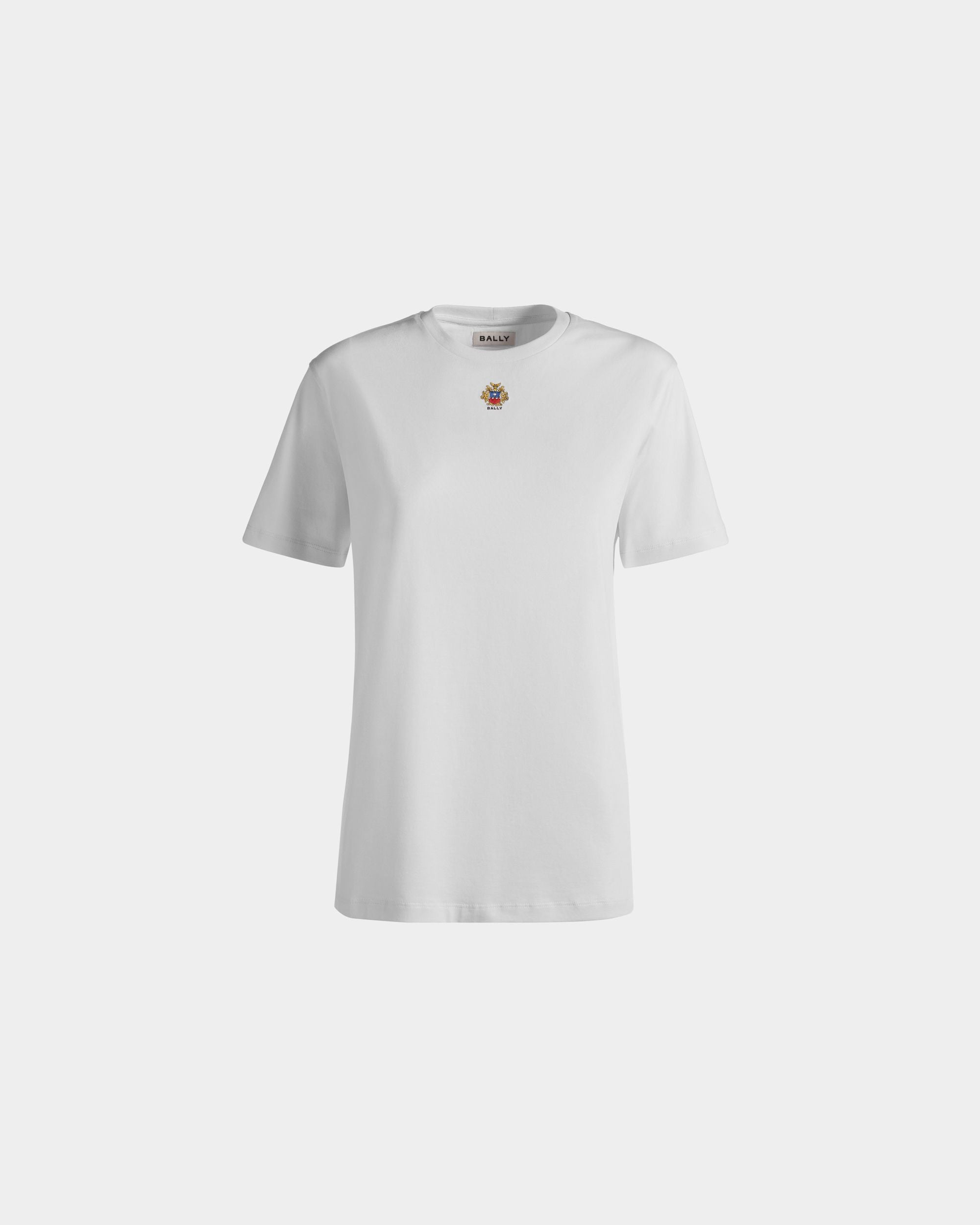 T-Shirt Aus Baumwolle In Weiß Mit Bally Crest Logo - Damen - Bally - 01
