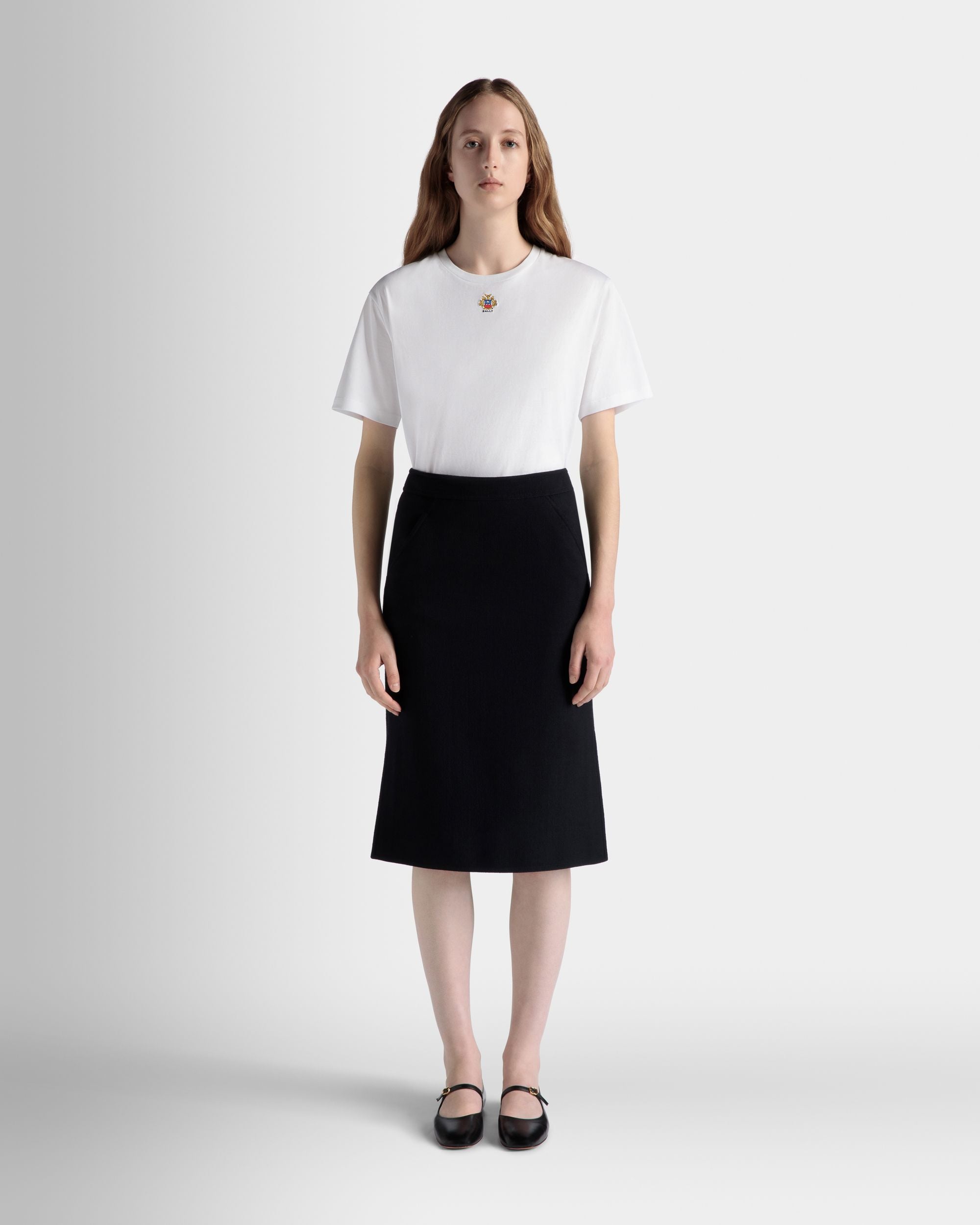 T-Shirt Aus Baumwolle In Weiß Mit Bally Crest Logo - Damen - Bally - 02