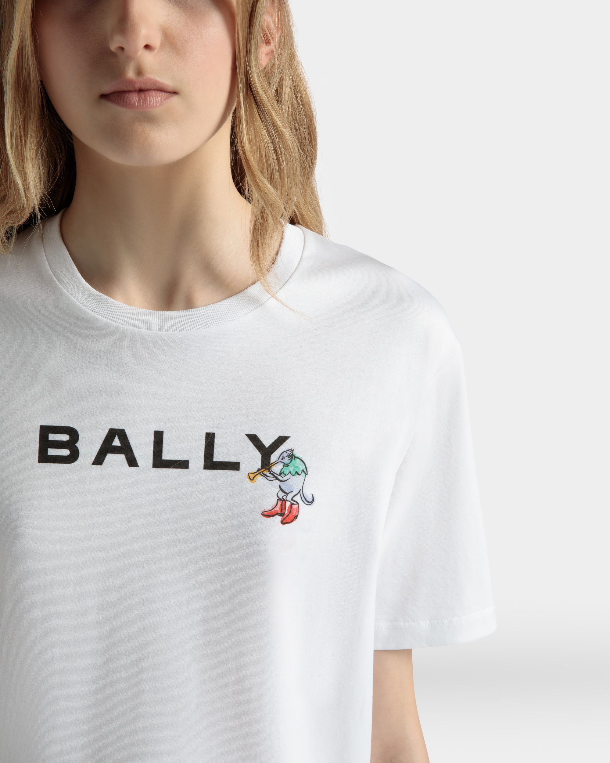 T-Shirt Aus Baumwolle In Weiß - Damen - Bally - 04
