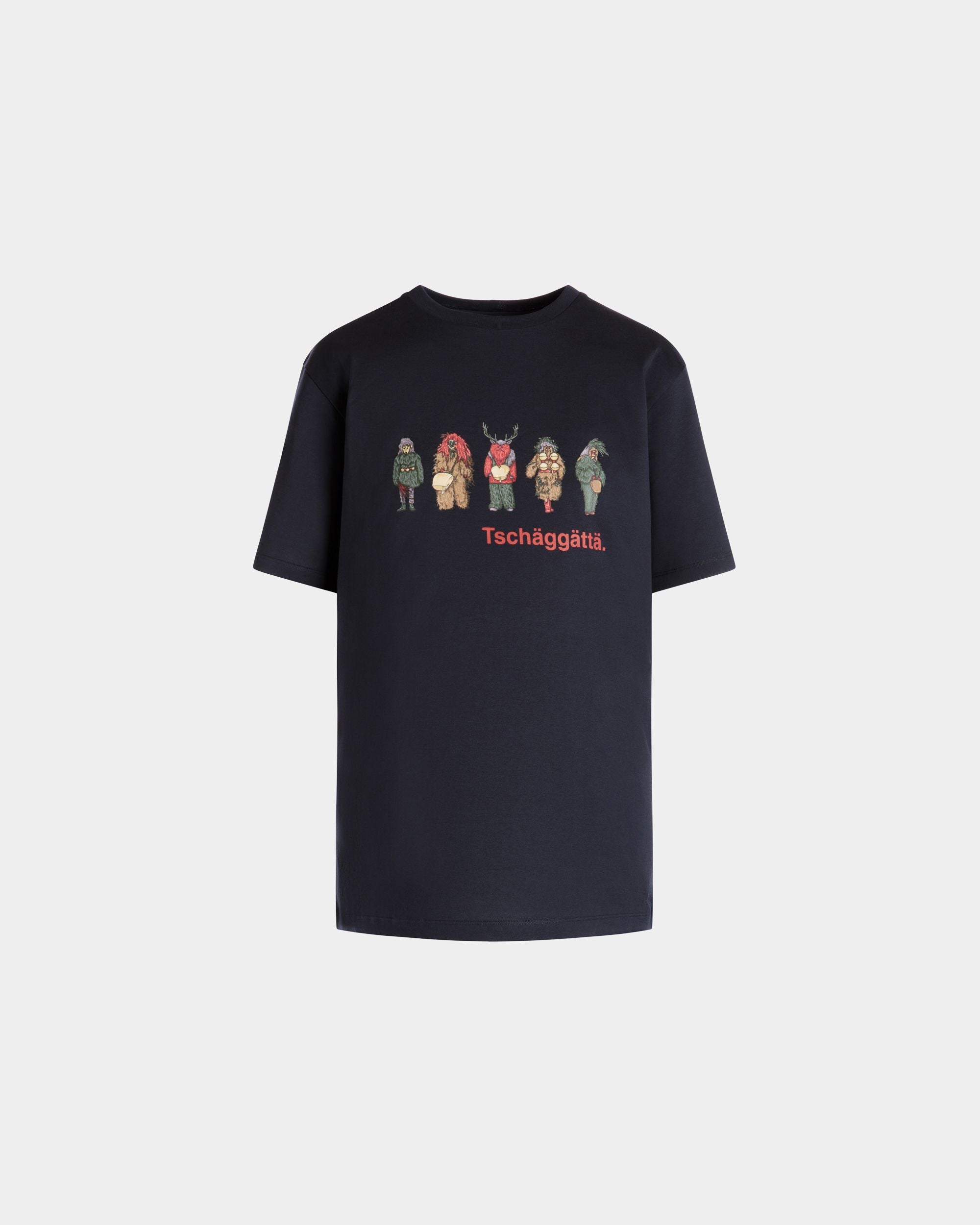 T-Shirt Aus Baumwolle In Navy Blue Mit Forest Mask-Print - Damen - Bally - 01
