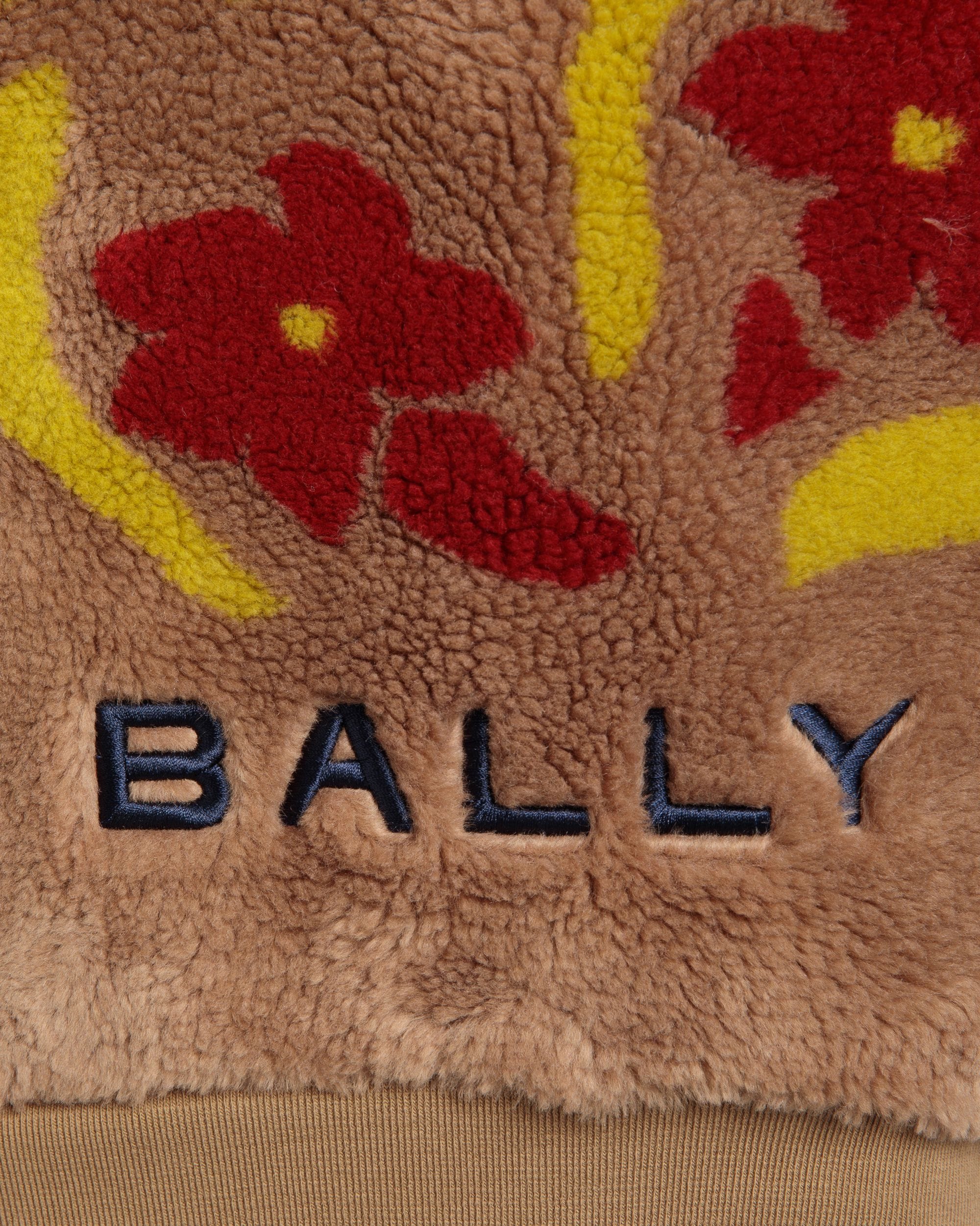 Winter Capsule Sweatshirt Mit Halbem Reißverschluss Und Alpenblumen Aus Fleece In Camel - Damen - Bally - 04