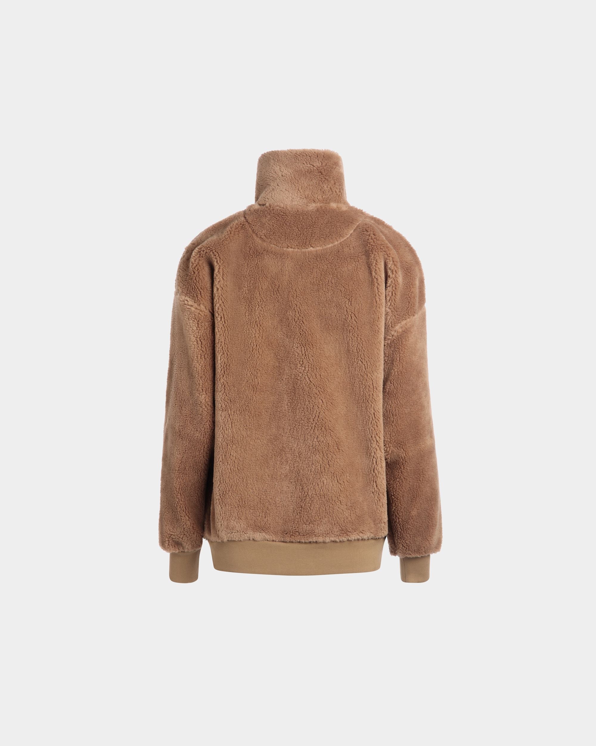 Winter Capsule Sweatshirt Mit Halbem Reißverschluss Und Alpenblumen Aus Fleece In Camel - Damen - Bally - 07