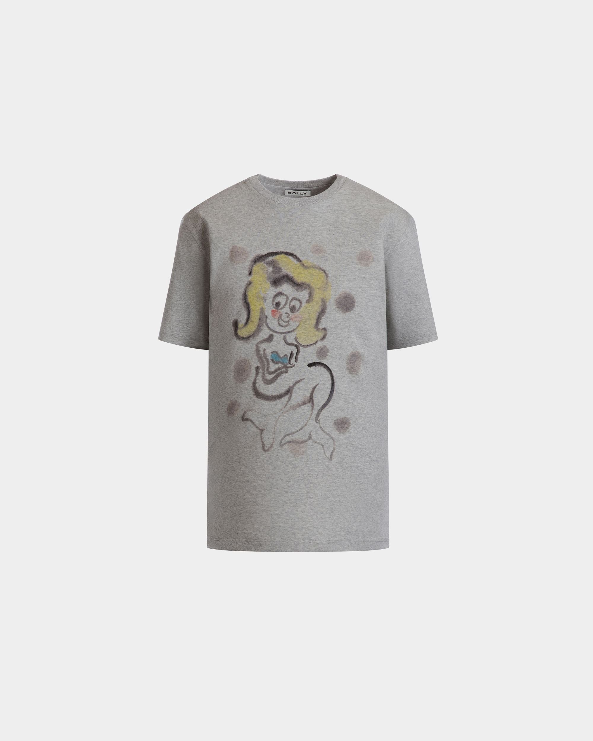 T-Shirt Mit Mermaid-Print Aus Graumelierter Baumwolle - Damen - Bally - 01