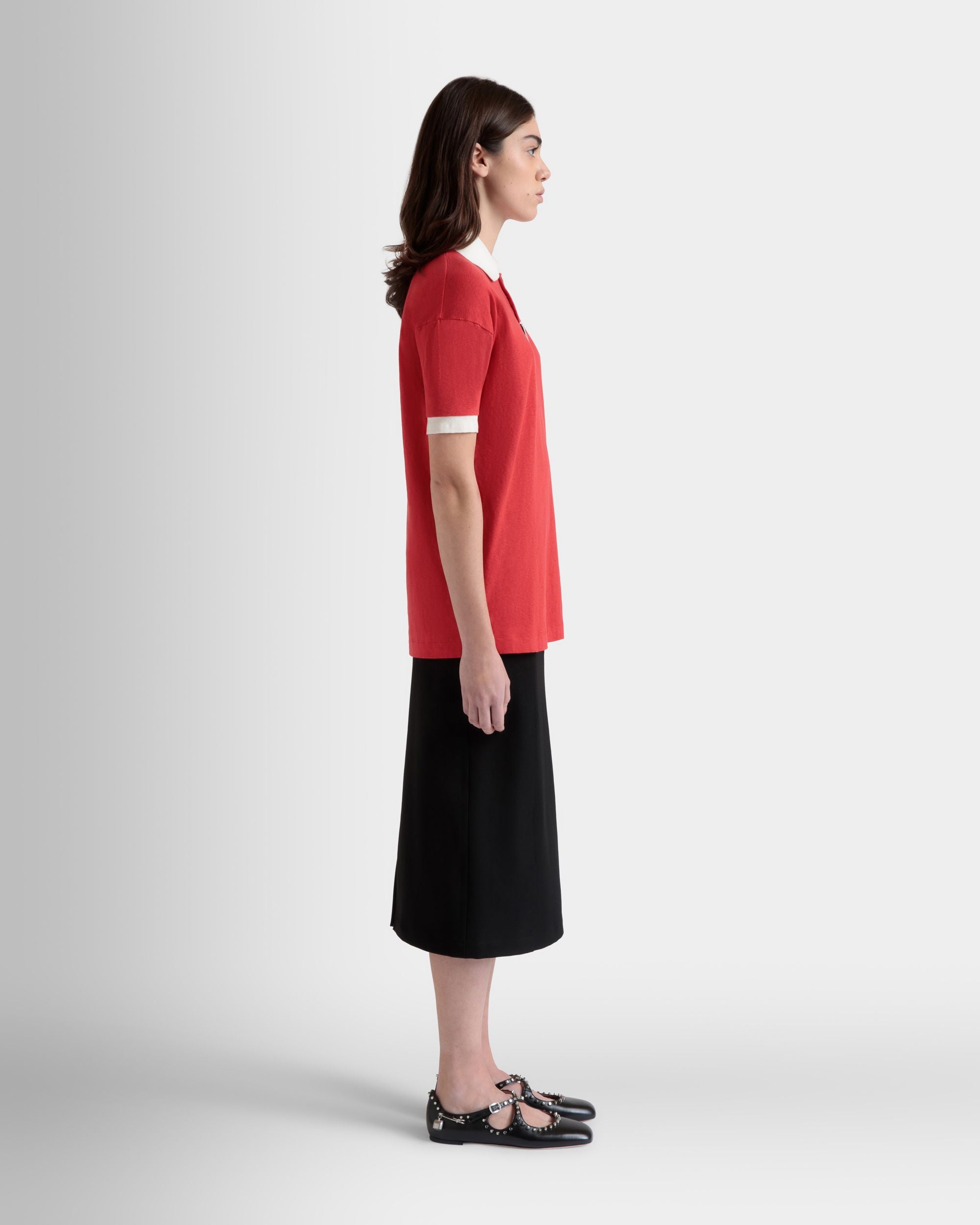 Poloshirt Mit BallyCrest-Wappen Aus Baumwolle In Rot - Damen - Bally - 04