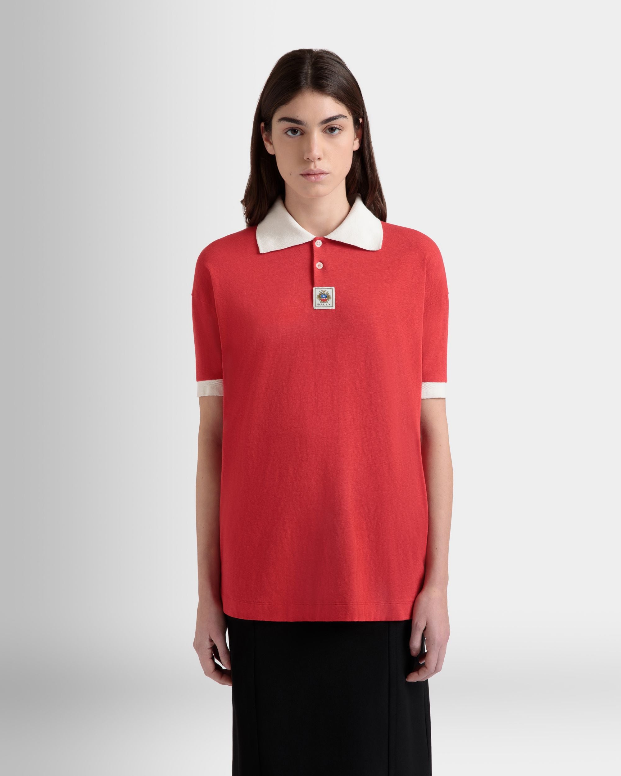 Poloshirt Mit BallyCrest-Wappen Aus Baumwolle In Rot - Damen - Bally - 07