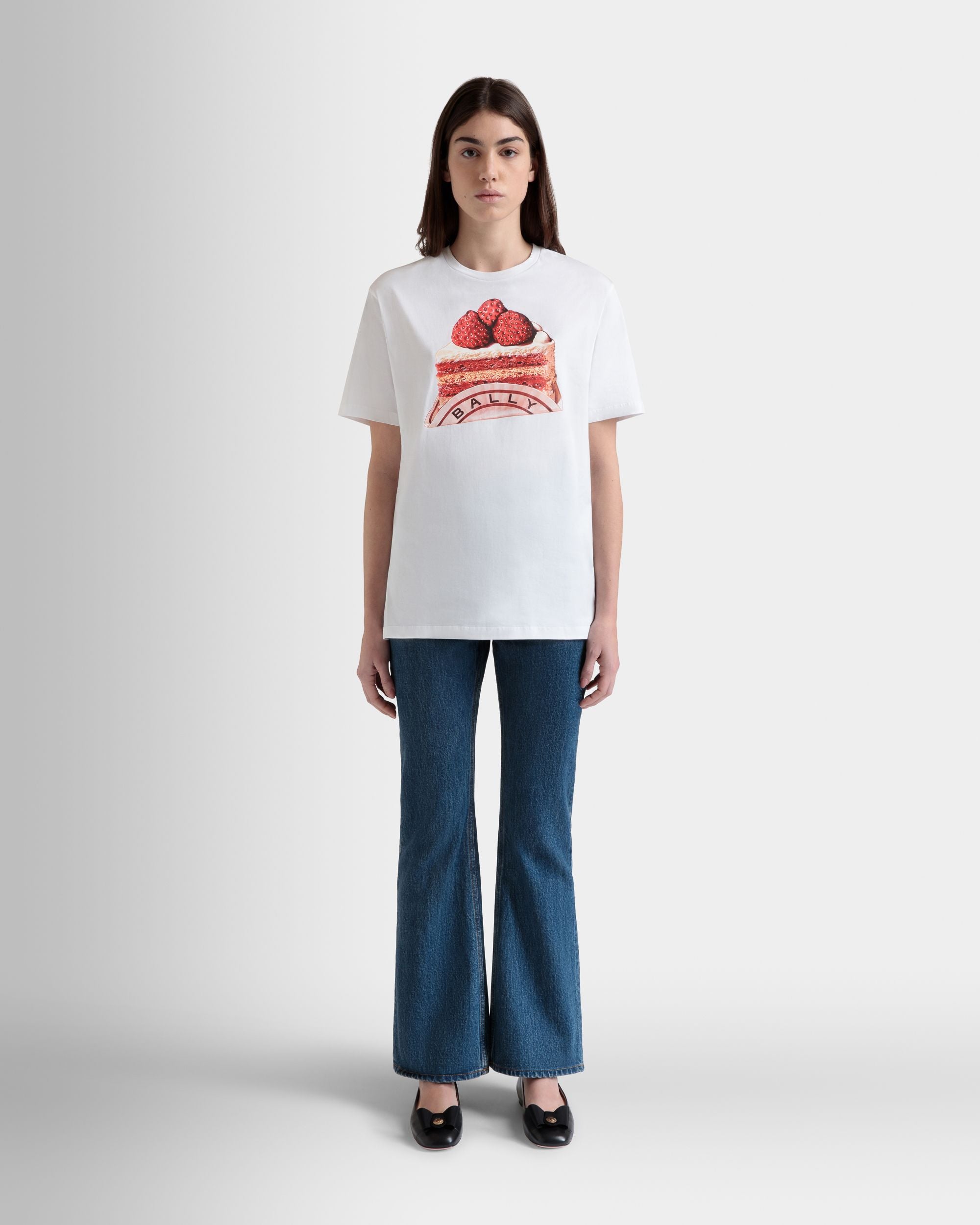 T-Shirt Aus Weißer Baumwolle Mit Bally-Cake-Print - Damen - Bally - 02