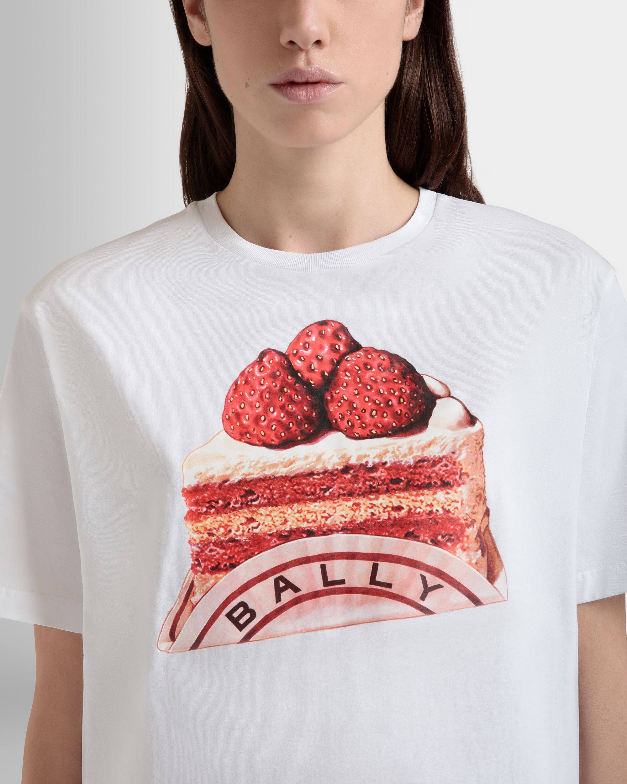 T-Shirt Aus Weißer Baumwolle Mit Bally-Cake-Print - Damen - Bally - 03