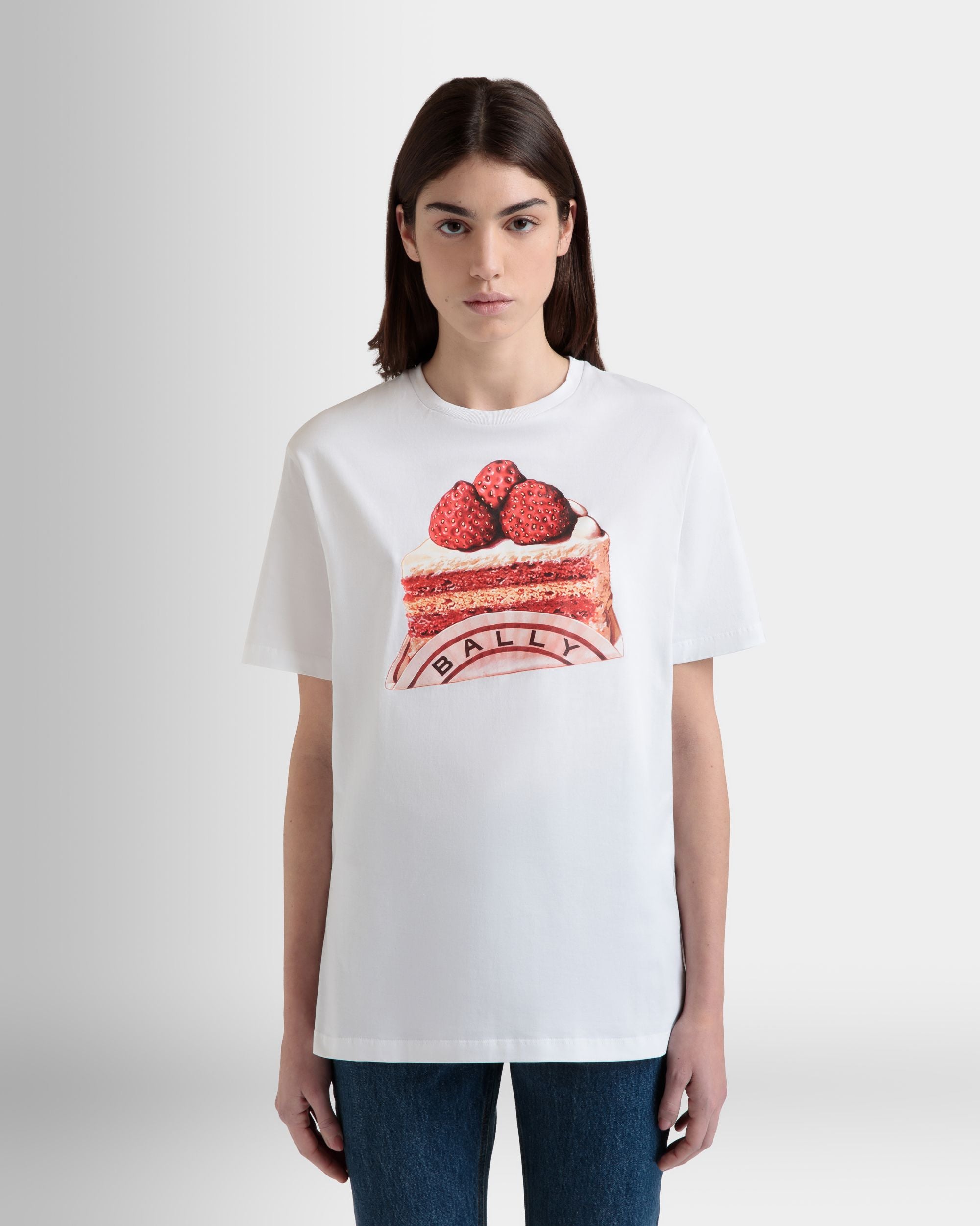 T-Shirt Aus Weißer Baumwolle Mit Bally-Cake-Print - Damen - Bally - 07