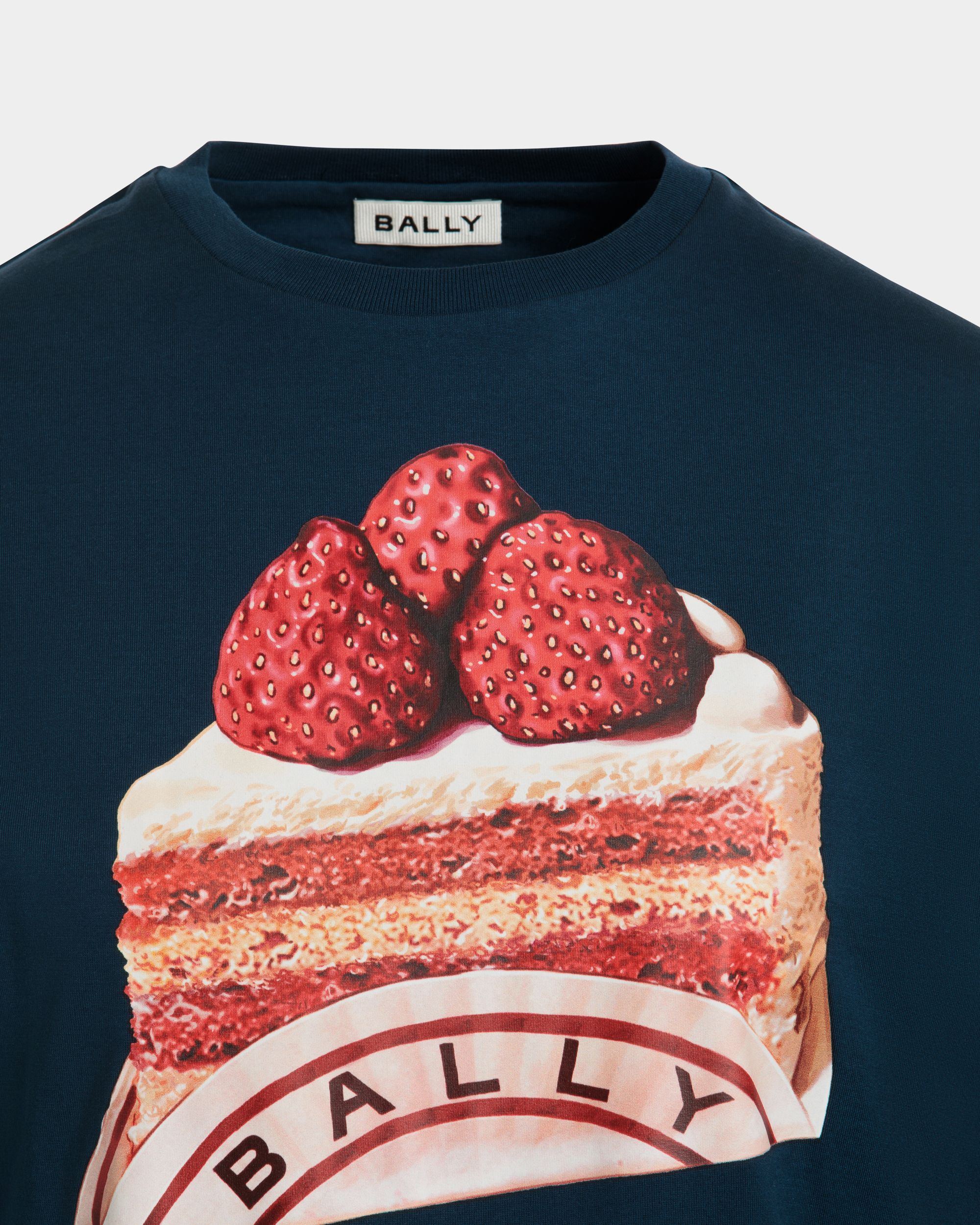 T-Shirt Aus Baumwolle In Navy Blue Mit Bally-Cake-Print - Damen - Bally - 04