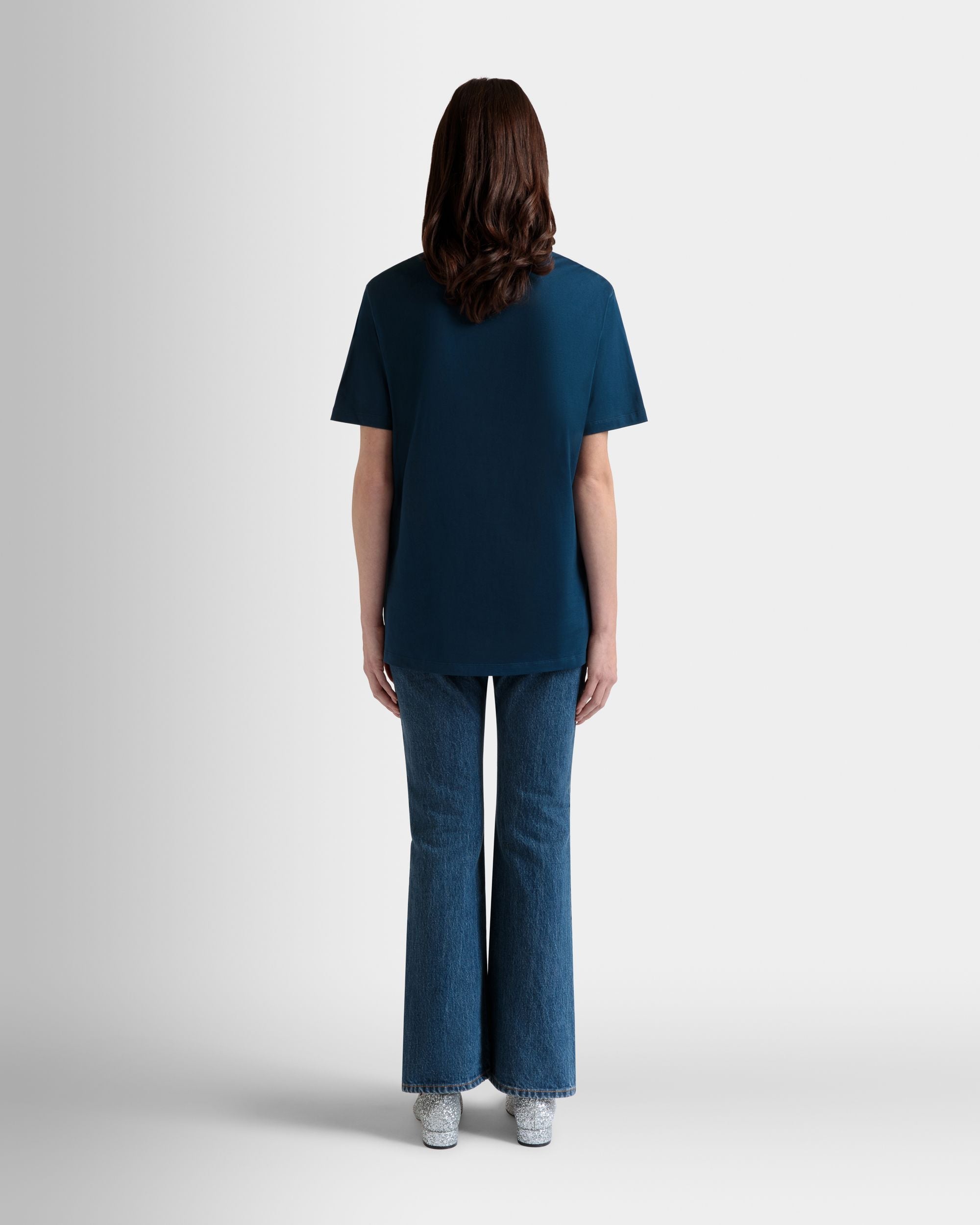 T-Shirt Aus Baumwolle In Navy Blue Mit Bally-Cake-Print - Damen - Bally - 06