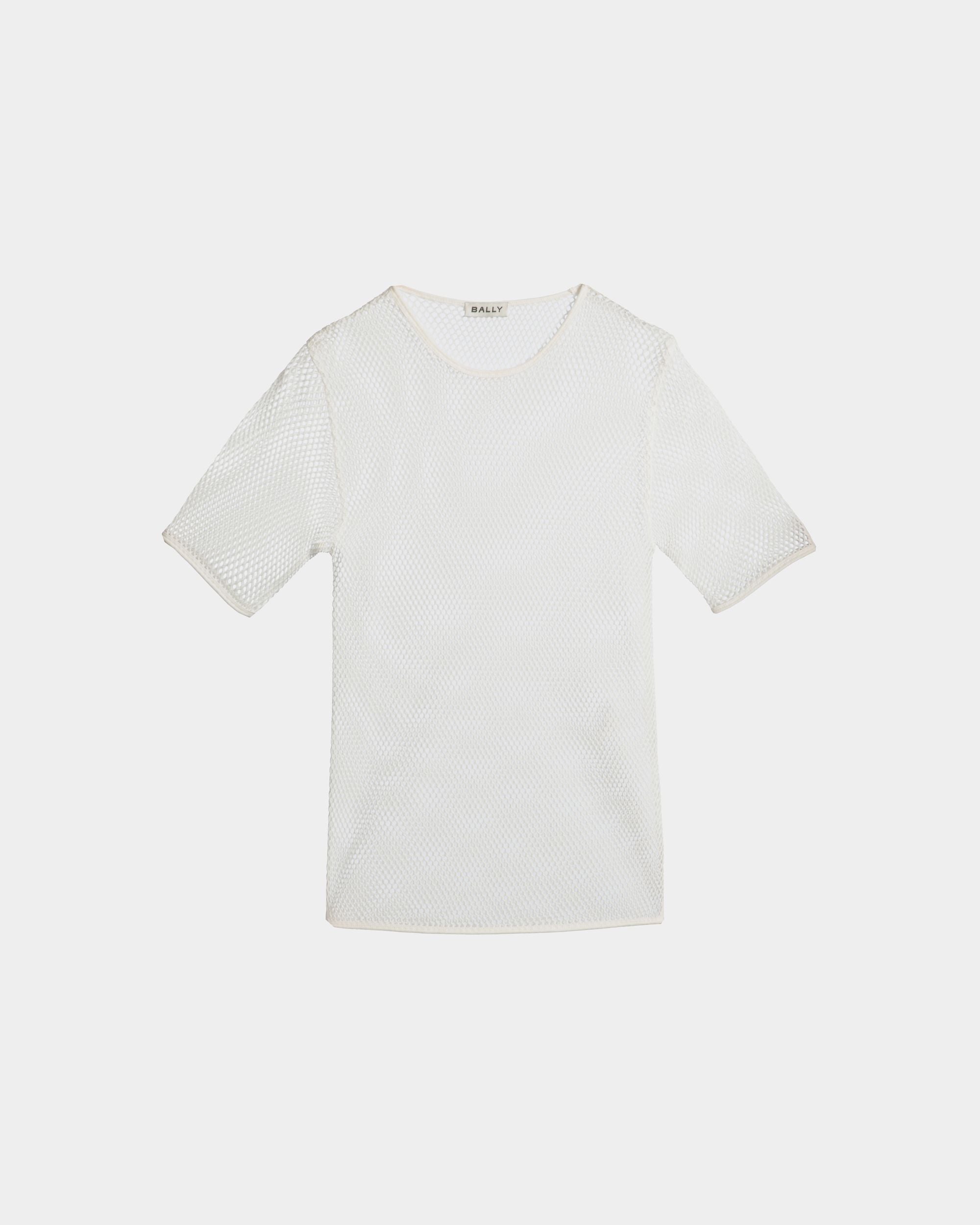 Mesh-T-Shirt Aus Baumwolle In Weiß - Damen - Bally - 01
