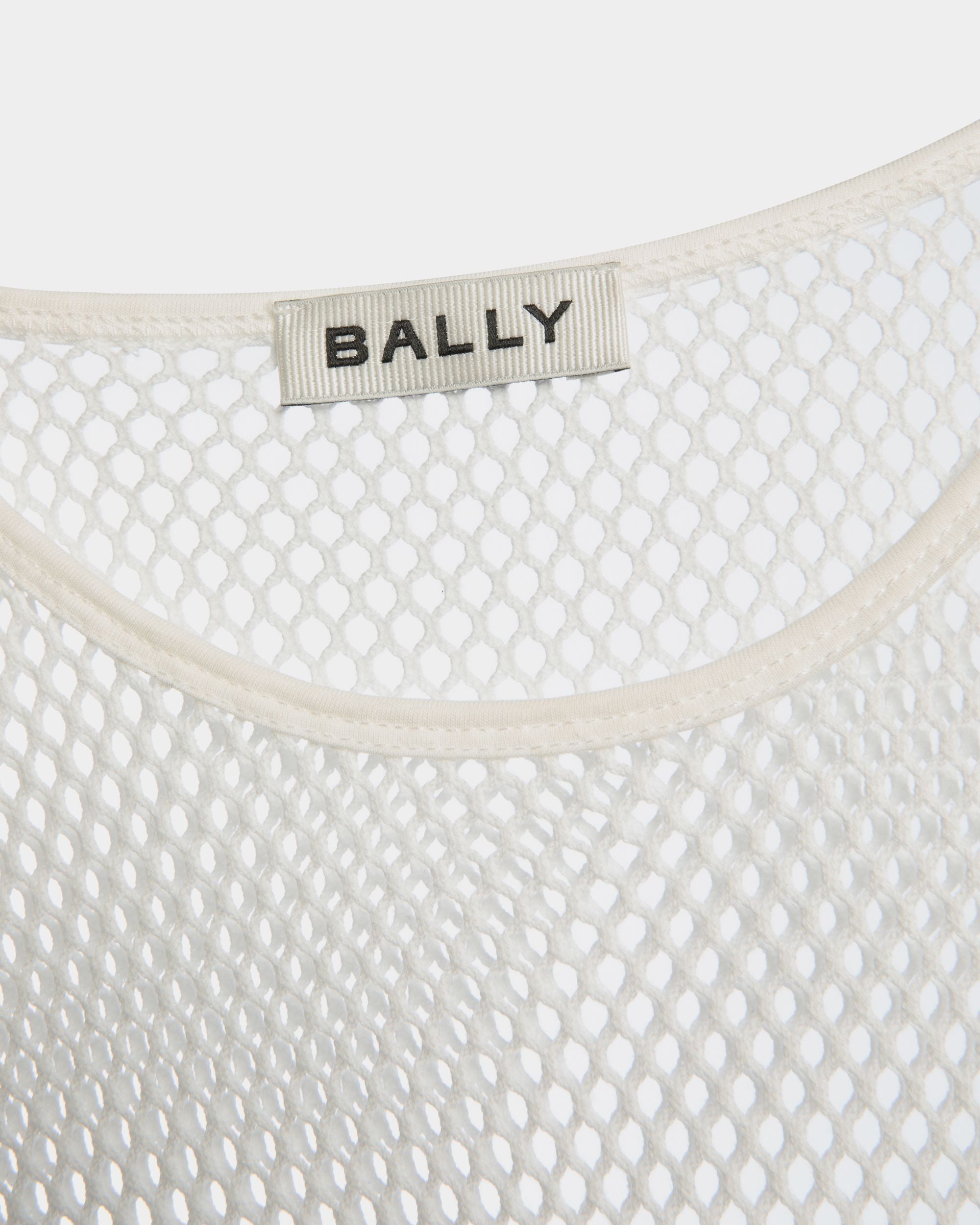 Mesh-T-Shirt Aus Baumwolle In Weiß - Damen - Bally - 04
