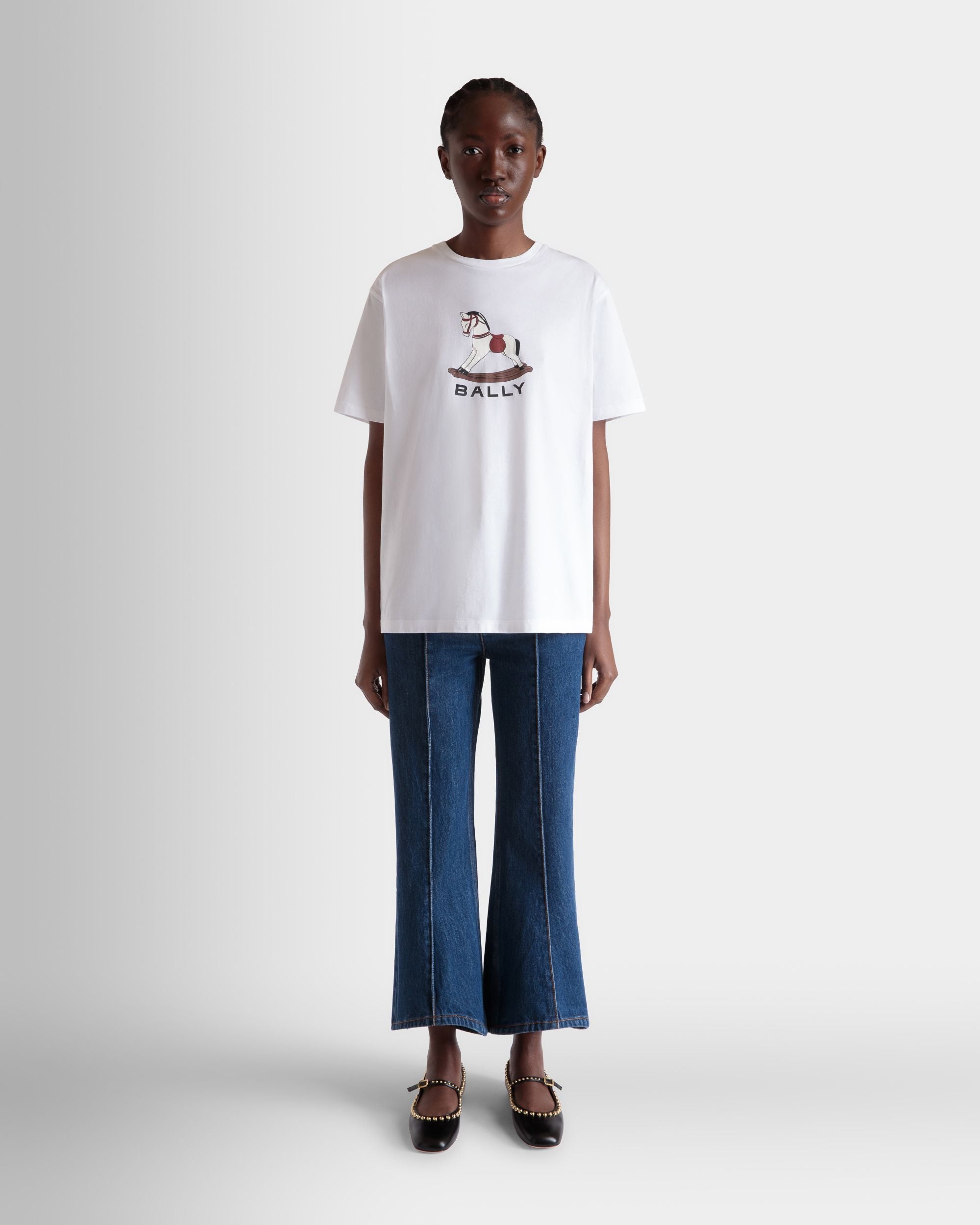 T-Shirt Mit Beni Bischof Schaukelpferd-Print Aus Weißer Baumwolle - Damen - Bally - 02