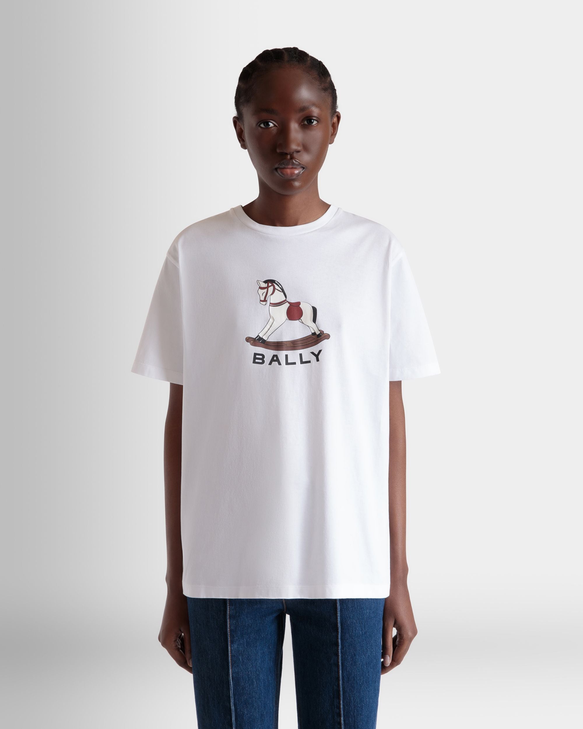 T-Shirt Mit Beni Bischof Schaukelpferd-Print Aus Weißer Baumwolle - Damen - Bally - 08