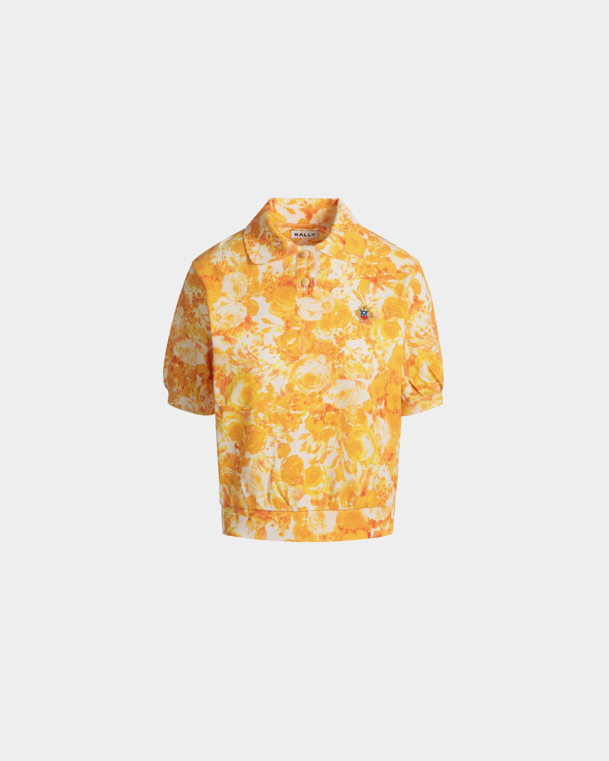 Poloshirt Aus Baumwolle Mit Rosengarten-Print In Koi Orange - Damen - Bally - 01