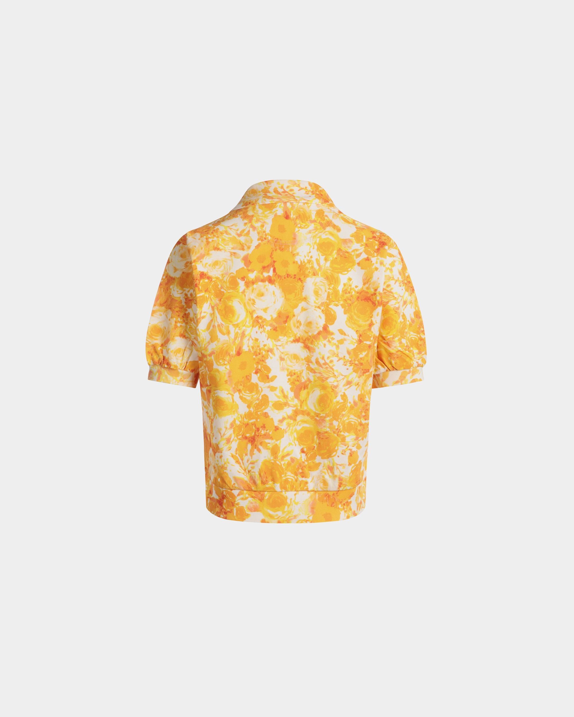 Poloshirt Aus Baumwolle Mit Rosengarten-Print In Koi Orange - Damen - Bally - 03