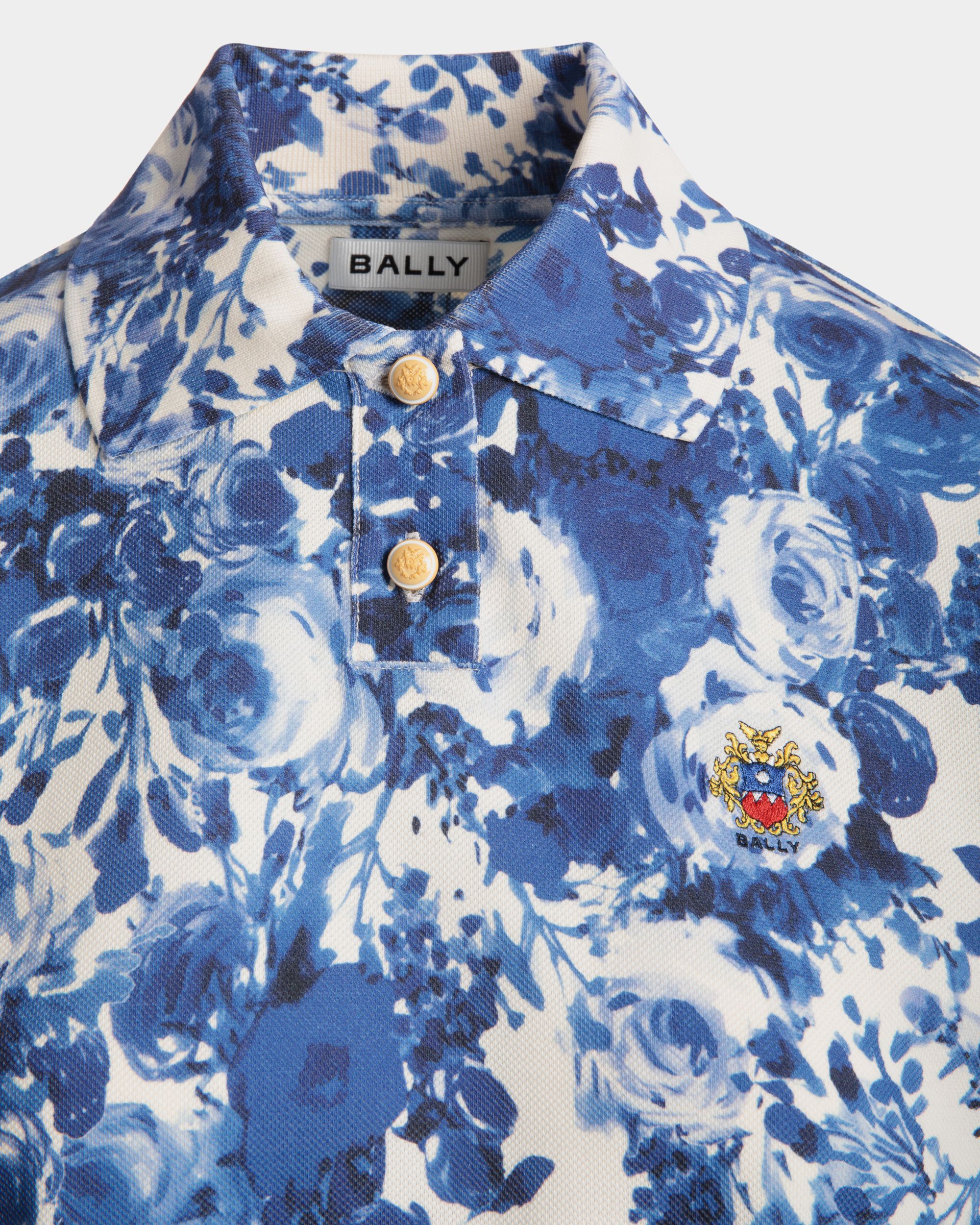 Poloshirt Aus Baumwolle Mit Rosengarten-Print In Blau - Damen - Bally - 02