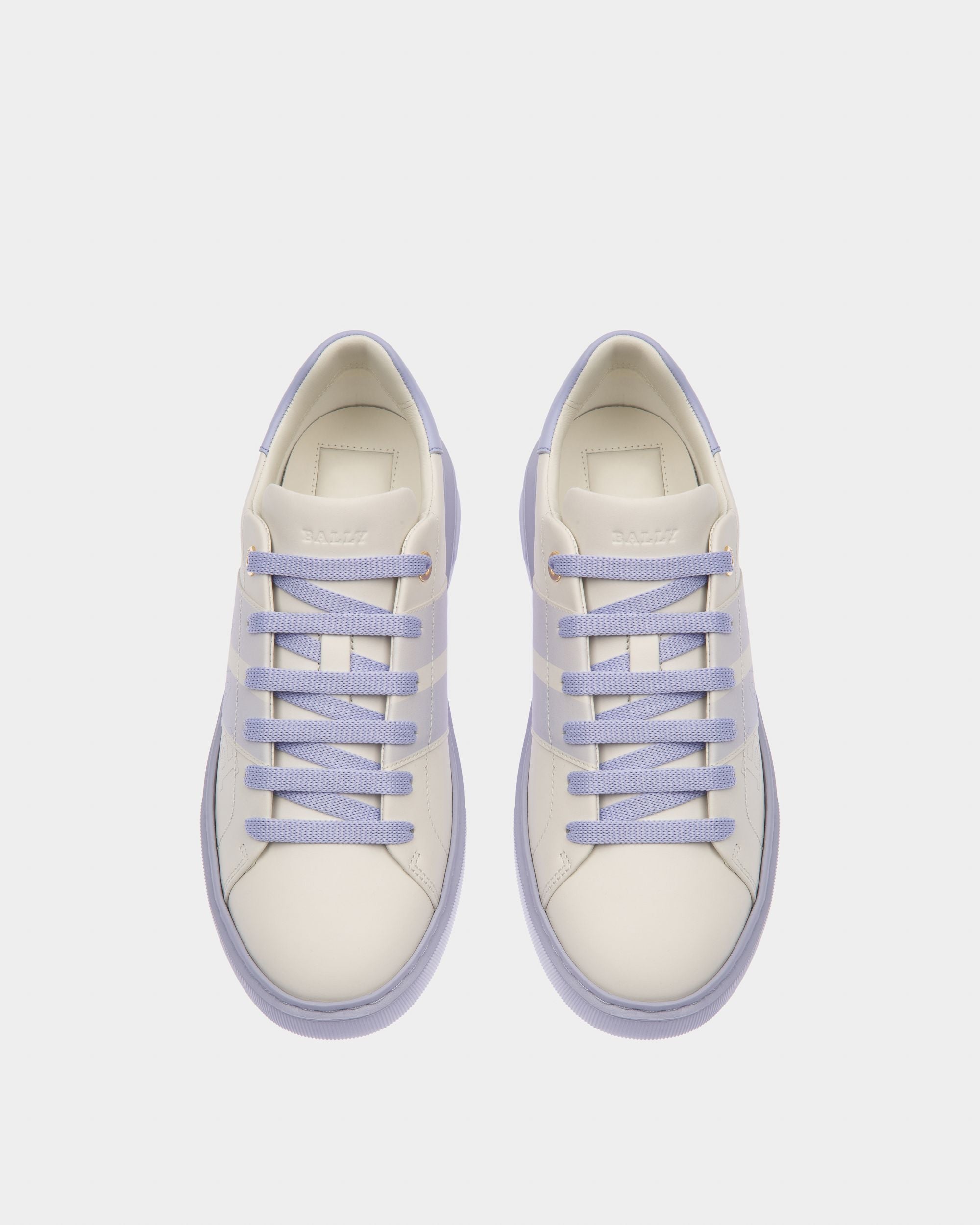 Myra Sneaker Aus Leder In Weiss Und Fliederfarben - Damen - Bally - 02
