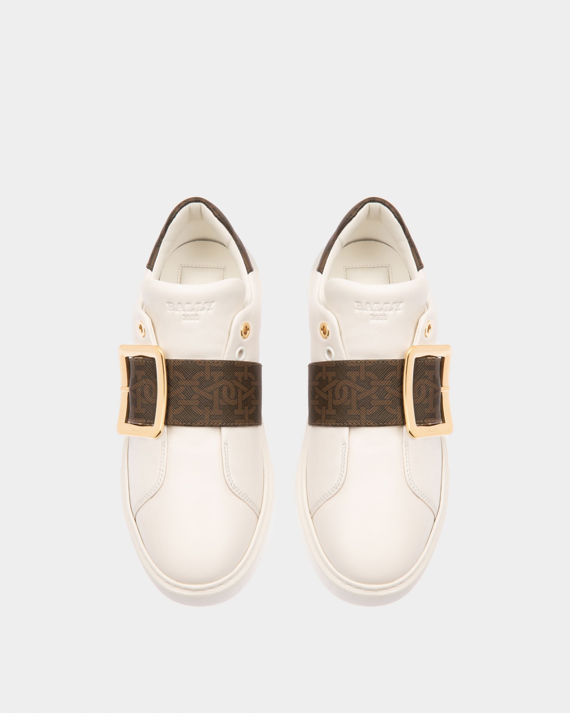 Misty Sneaker Aus Weißem Und Braunem Leder Und Baumwolle - Damen - Bally - 02