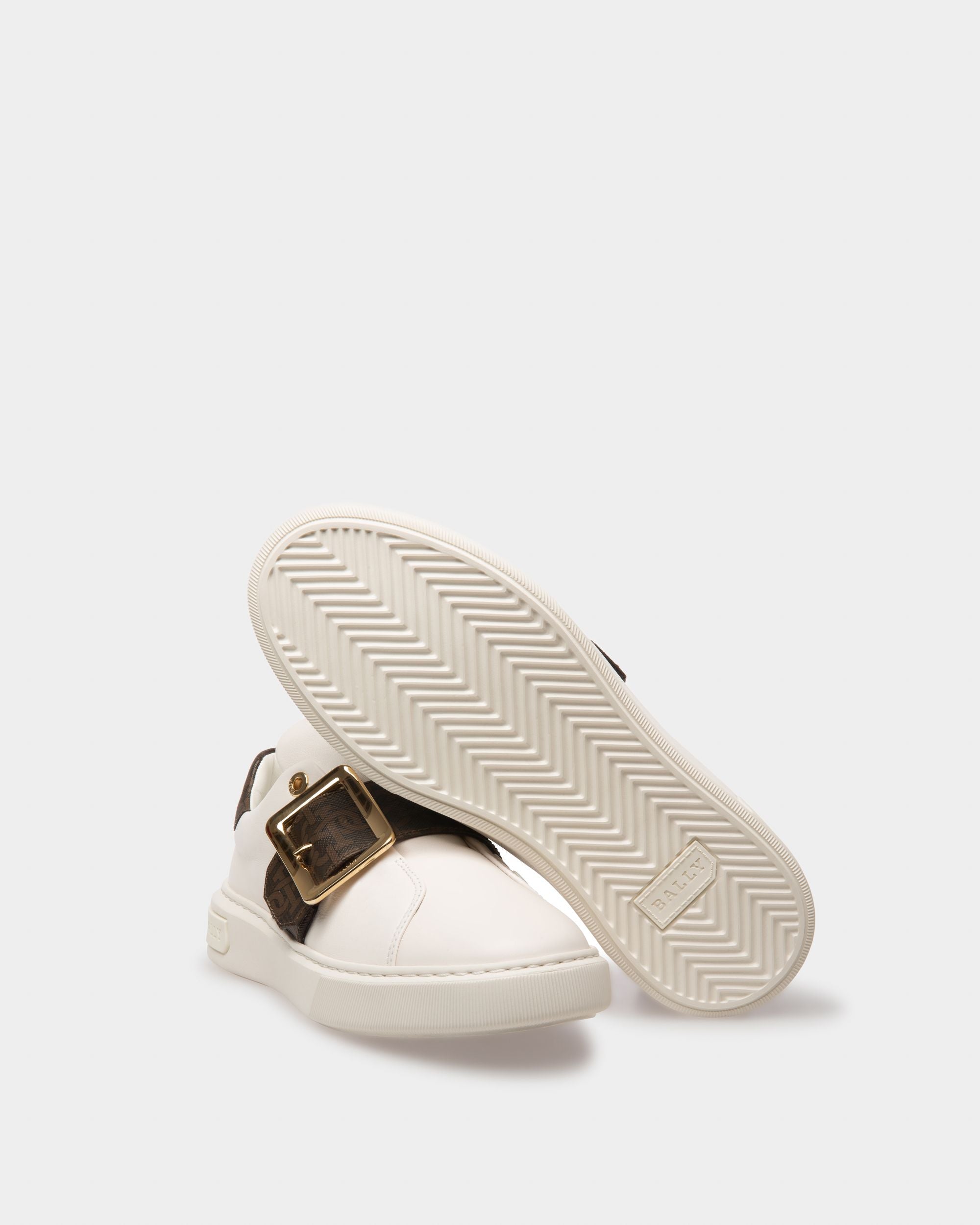 Misty Sneaker Aus Weißem Und Braunem Leder Und Baumwolle - Damen - Bally - 04