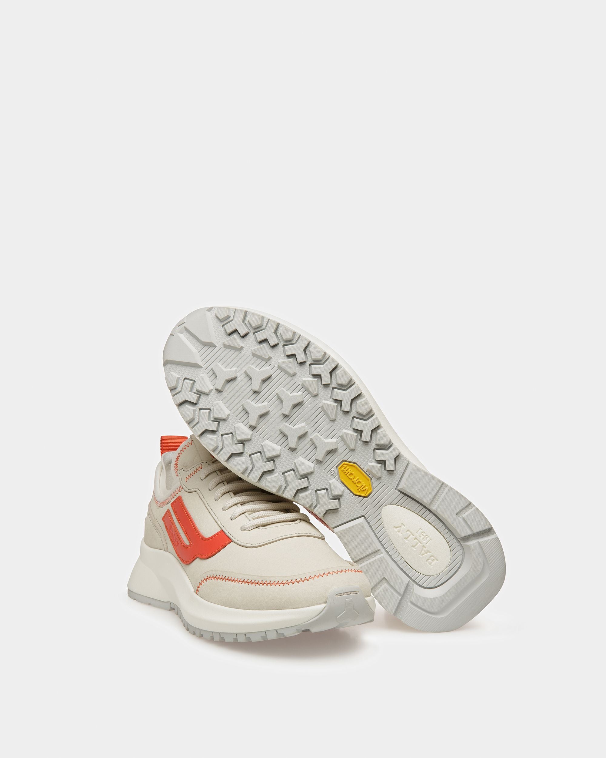 Darys Leder-Sneaker In Staubweiß Und Orange - Damen - Bally - 05
